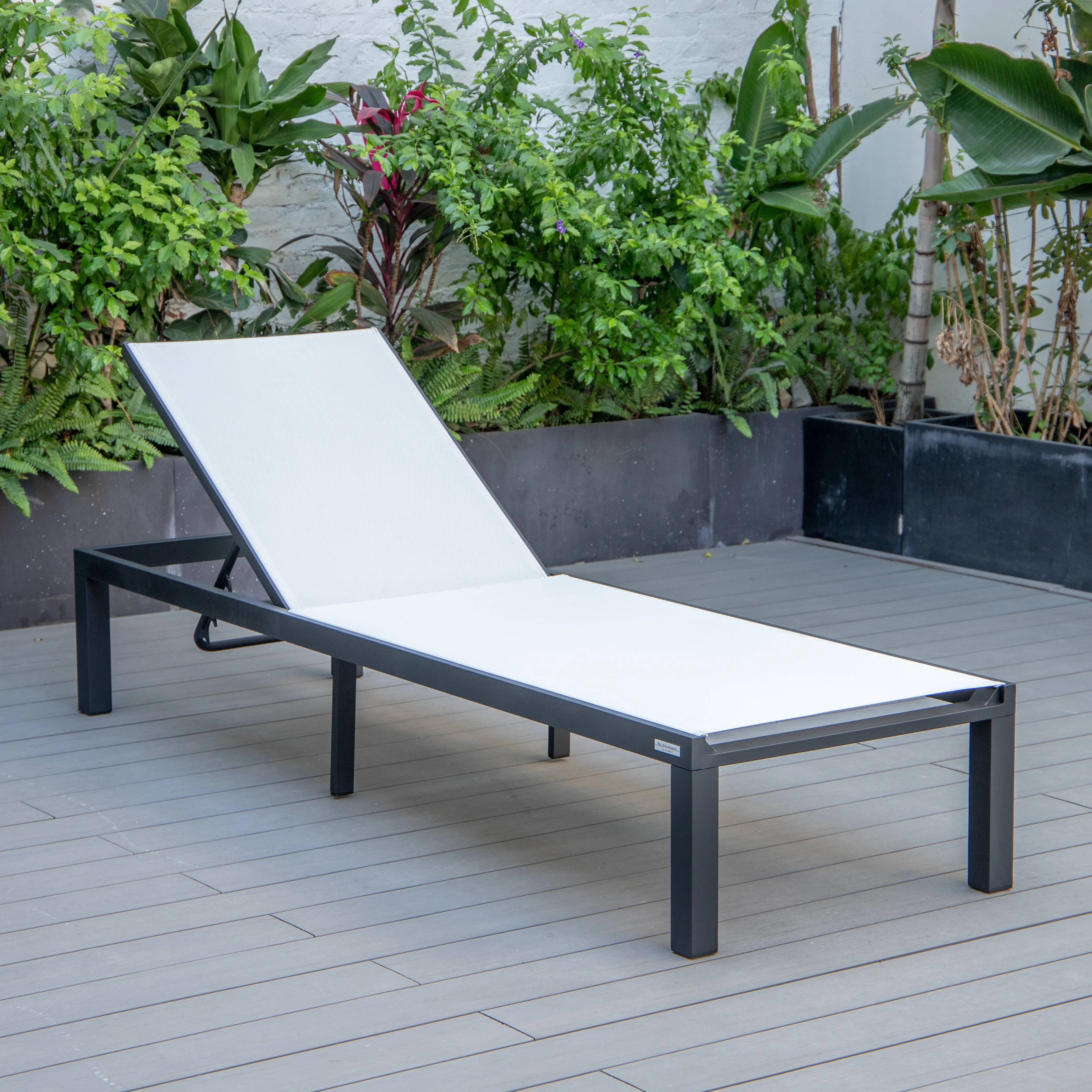 Marlin Patio Chaise Lounge Chair With Black Aluminum Frame
