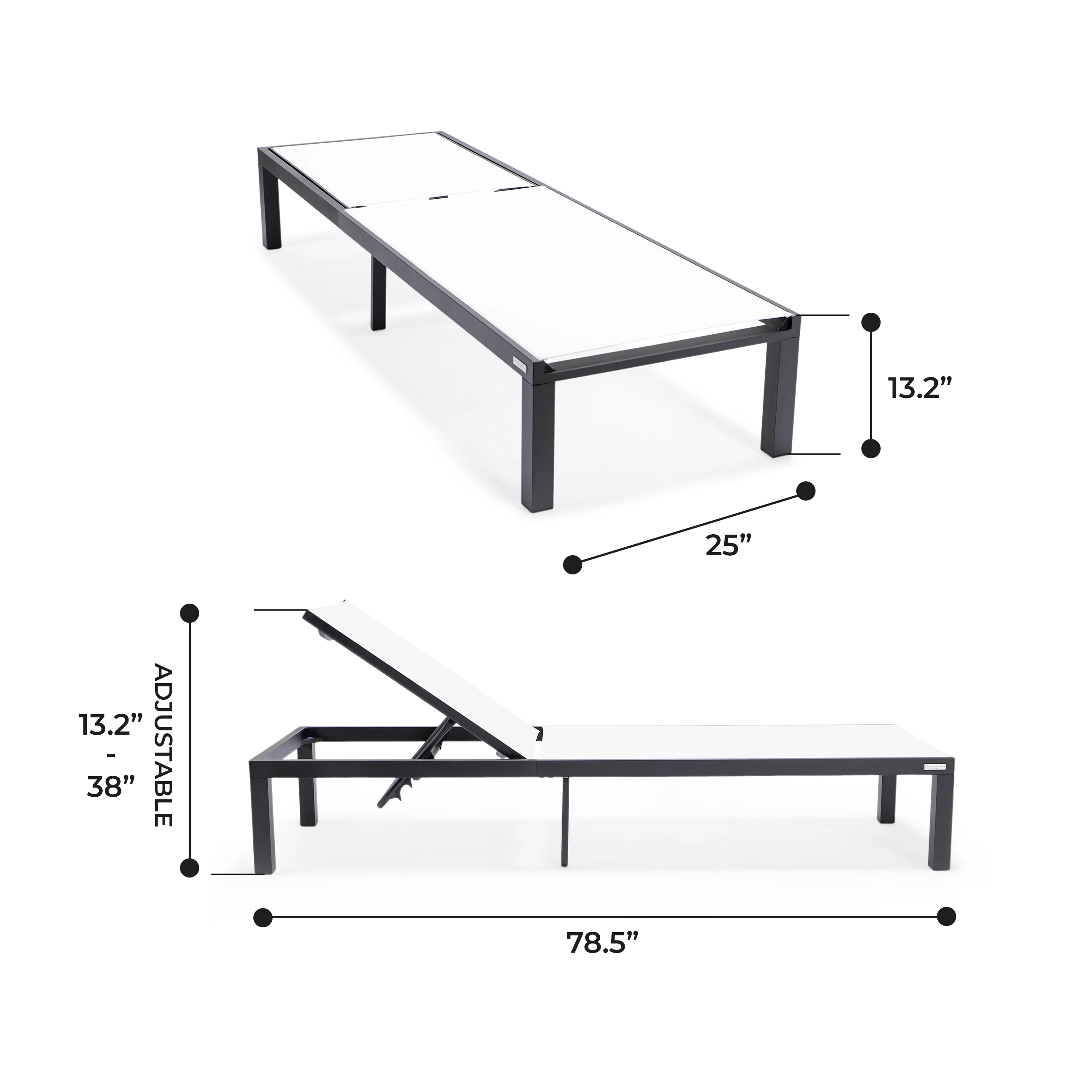 Marlin Patio Chaise Lounge Chair With Black Aluminum Frame