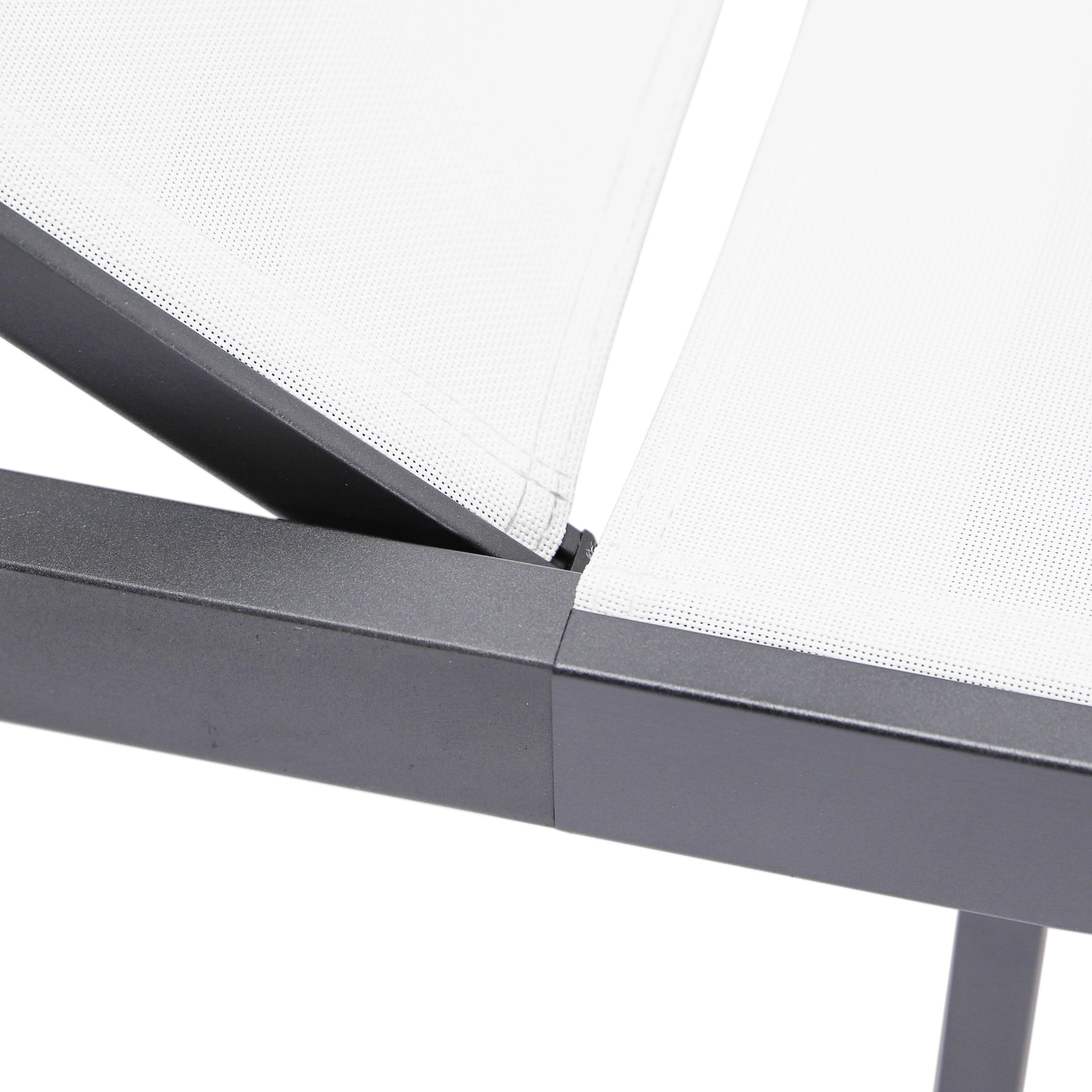 Marlin Patio Chaise Lounge Chair With Black Aluminum Frame, Set of 2 in White