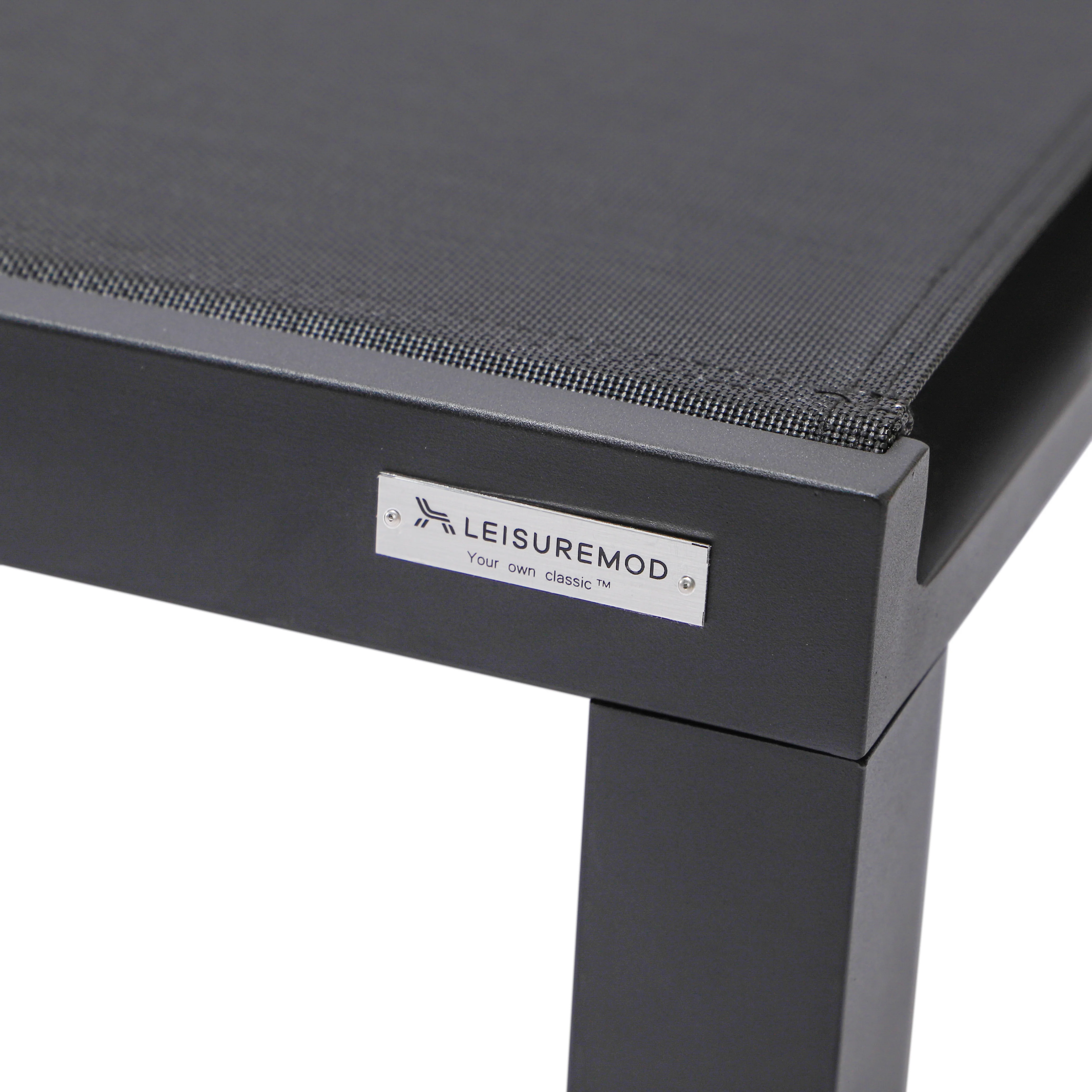 Marlin Modern Black Aluminum Outdoor Patio Chaise Lounge Chair with Square Fire Pit Side Table Perfect for Patio, Lawn, and Garden