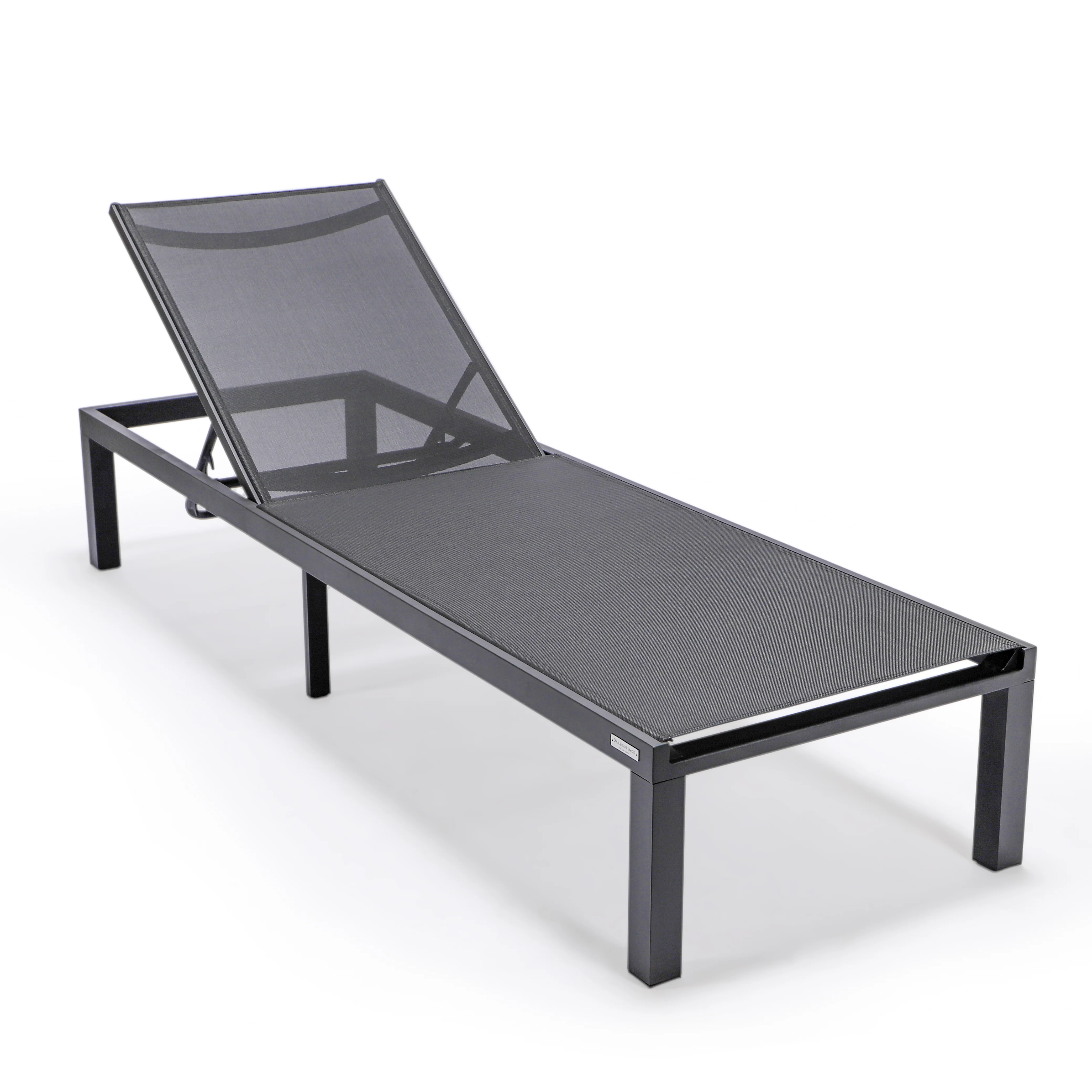 Marlin Modern Black Aluminum Outdoor Patio Chaise Lounge Chair with Square Fire Pit Side Table Perfect for Patio, Lawn, and Garden