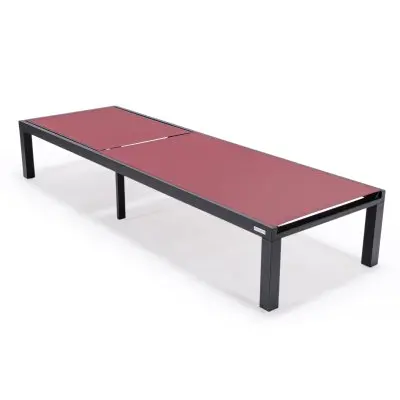 Marlin Modern Black Aluminum Outdoor Patio Chaise Lounge Chair with Square Fire Pit Side Table Perfect for Patio, Lawn, and Garden