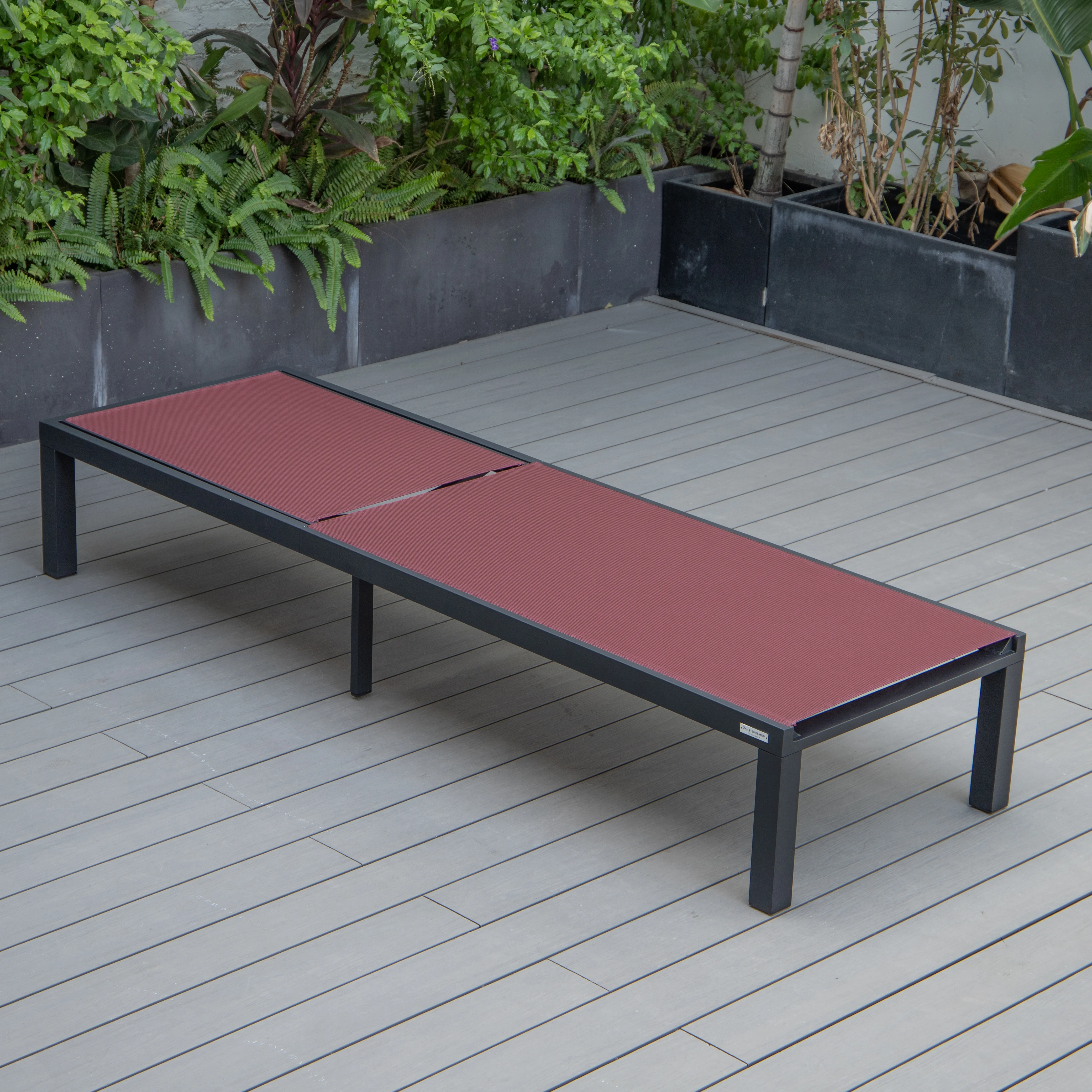 Marlin Modern Aluminum Outdoor Patio Chaise Lounge Chair Set of 2 with Square Fire Pit Side Table Perfect for Patio, Lawn, and Garden