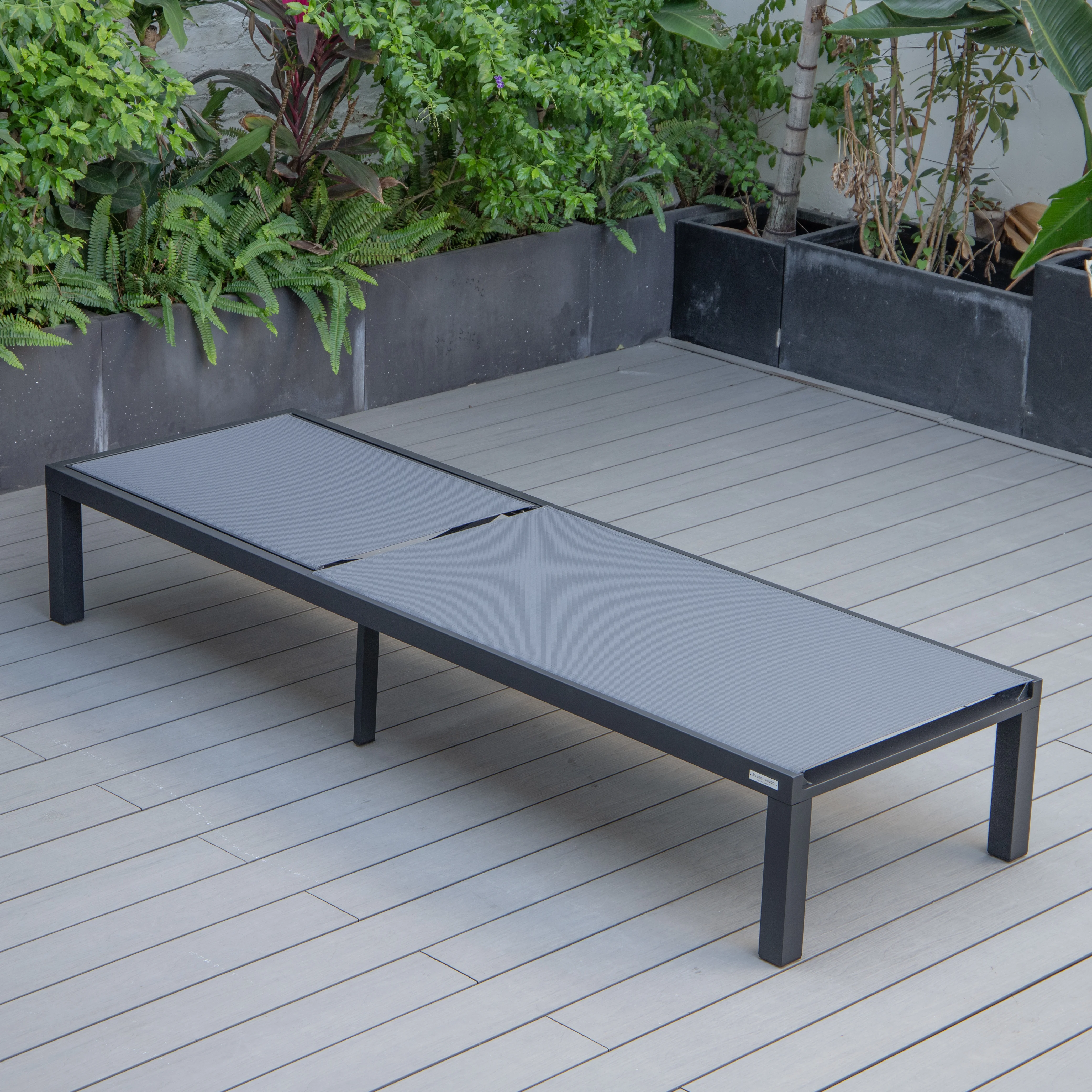 Marlin Modern Aluminum Outdoor Patio Chaise Lounge Chair Set of 2 with Square Fire Pit Side Table Perfect for Patio, Lawn, and Garden