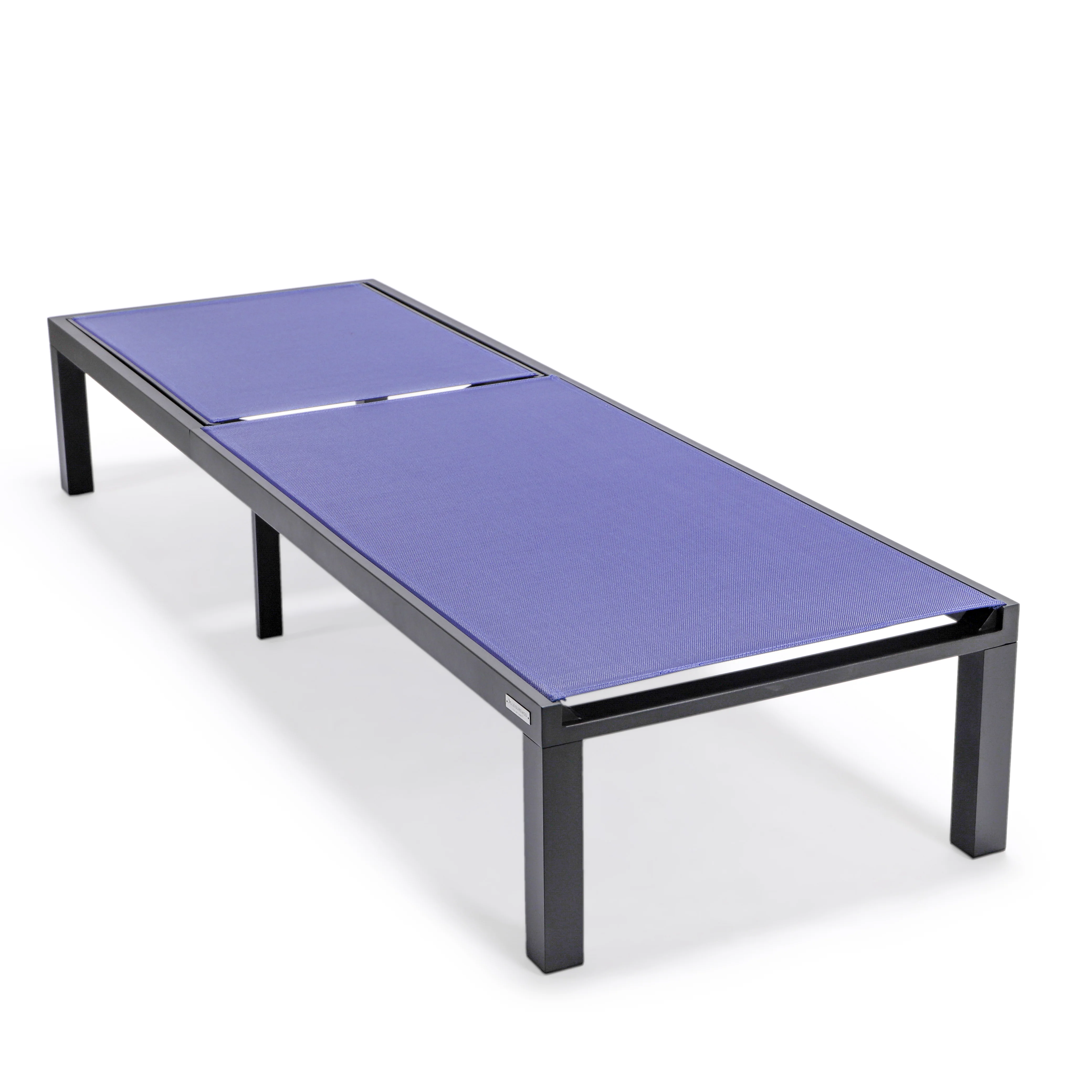 Marlin Modern Black Aluminum Outdoor Patio Chaise Lounge Chair with Square Fire Pit Side Table Perfect for Patio, Lawn, and Garden