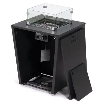 Marlin Modern Aluminum Outdoor Patio Chaise Lounge Chair Set of 2 with Square Fire Pit Side Table Perfect for Patio, Lawn, and Garden