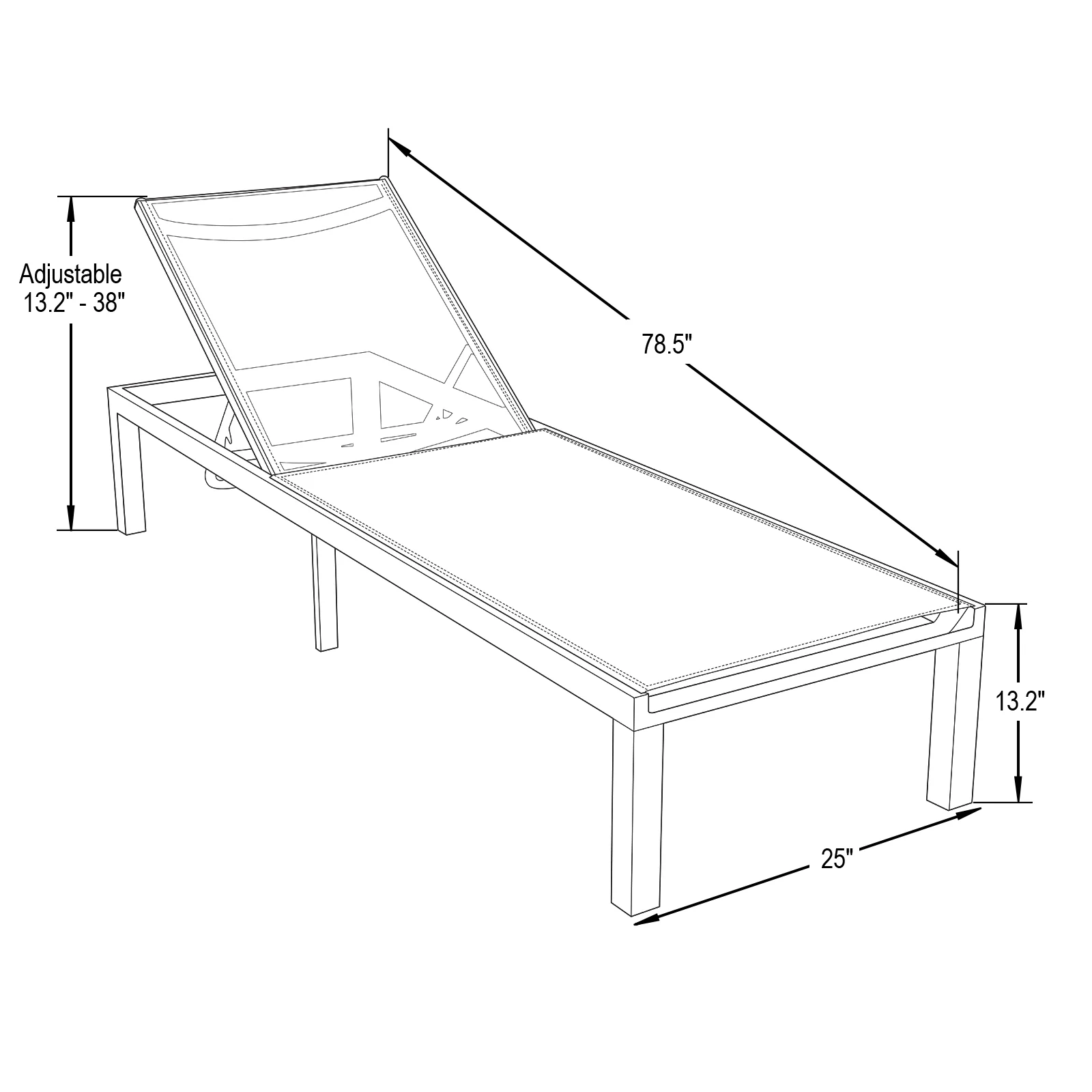 Marlin Patio Chaise Lounge Chair With Grey Aluminum Frame
