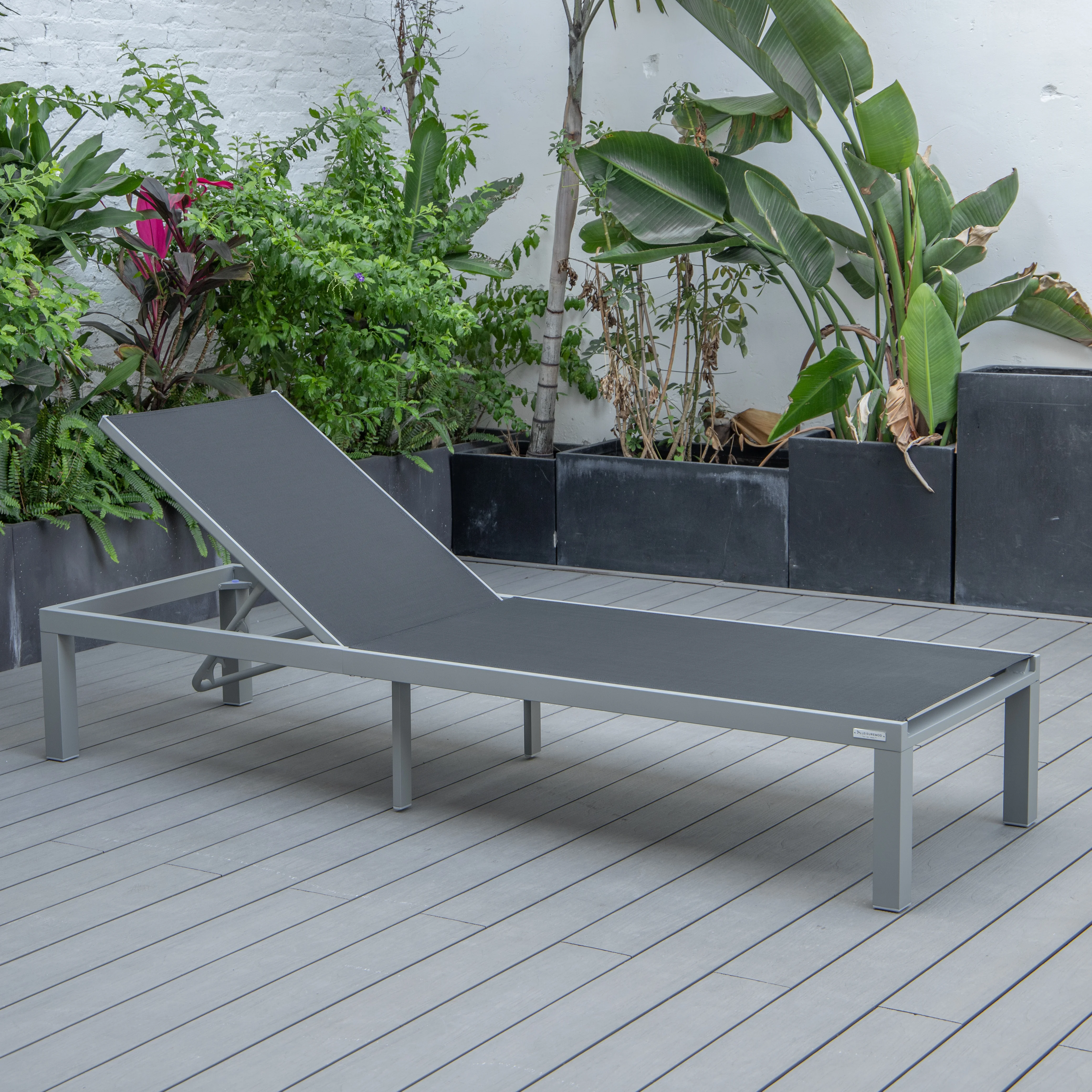 Marlin Patio Chaise Lounge Chair With Grey Aluminum Frame