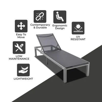 Marlin Patio Chaise Lounge Chair With Grey Aluminum Frame