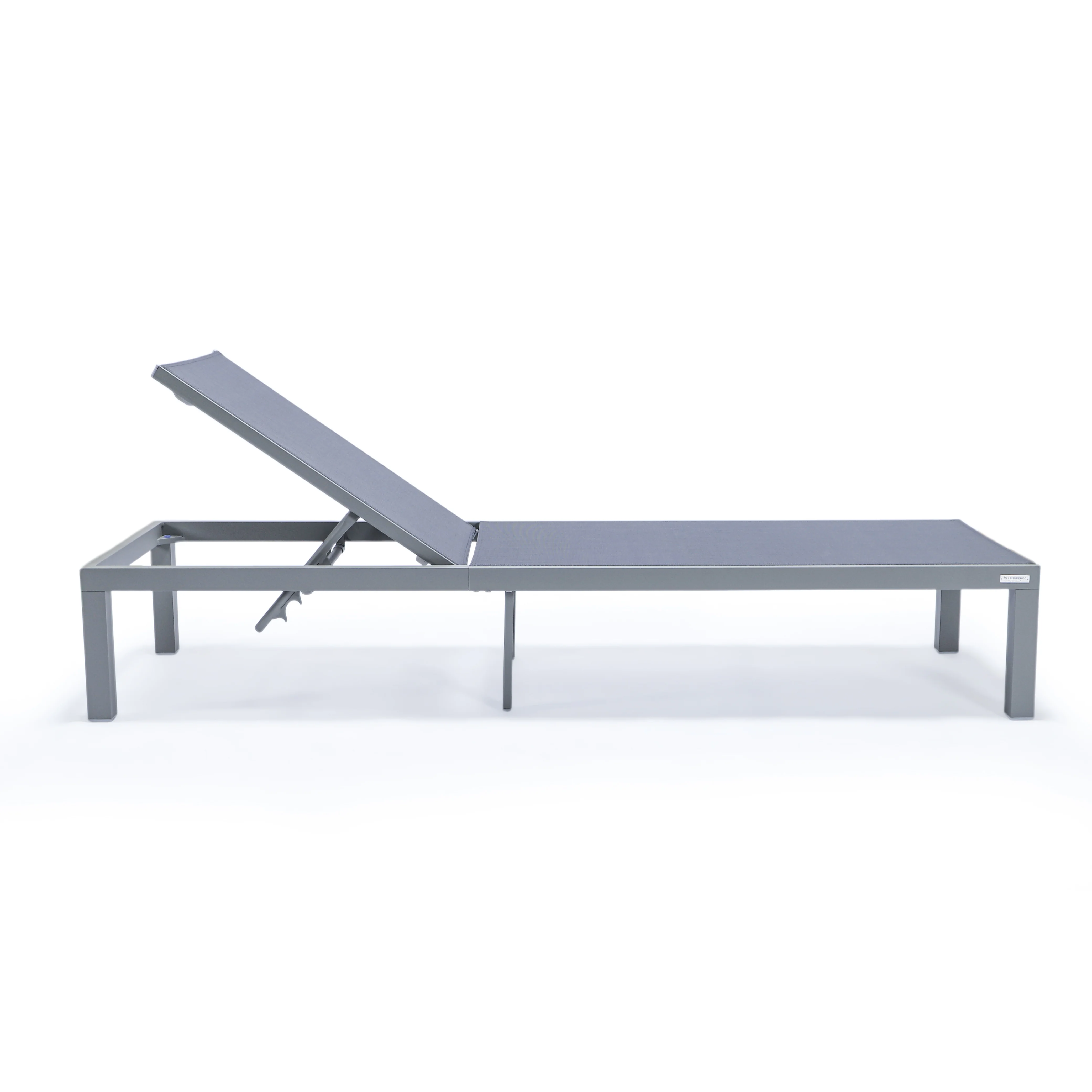 Marlin Patio Chaise Lounge Chair With Grey Aluminum Frame, Set of 2 in Dark Grey