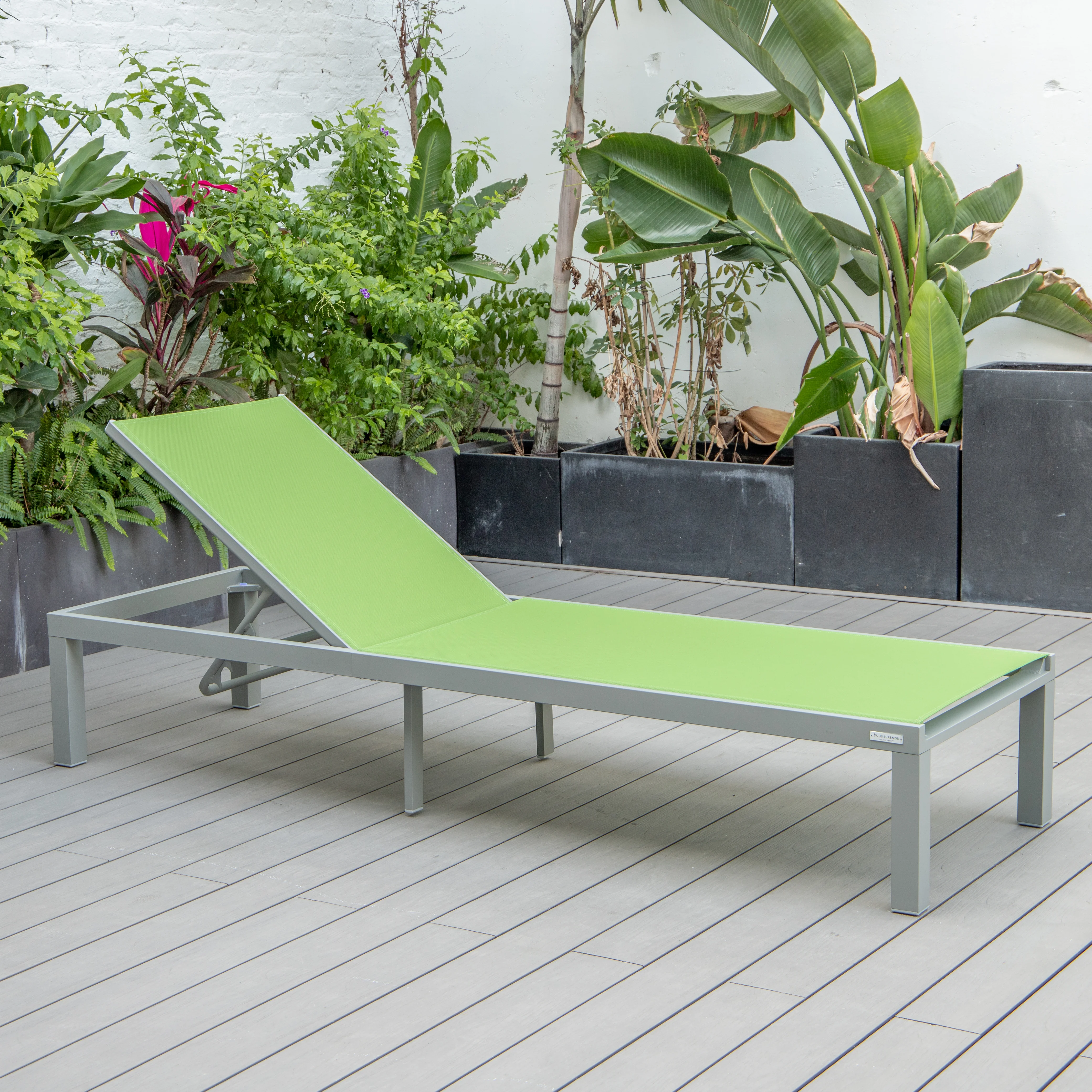 Marlin Patio Chaise Lounge Chair With Grey Aluminum Frame