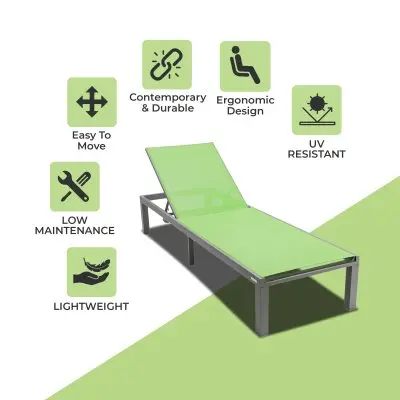 Marlin Patio Chaise Lounge Chair With Grey Aluminum Frame