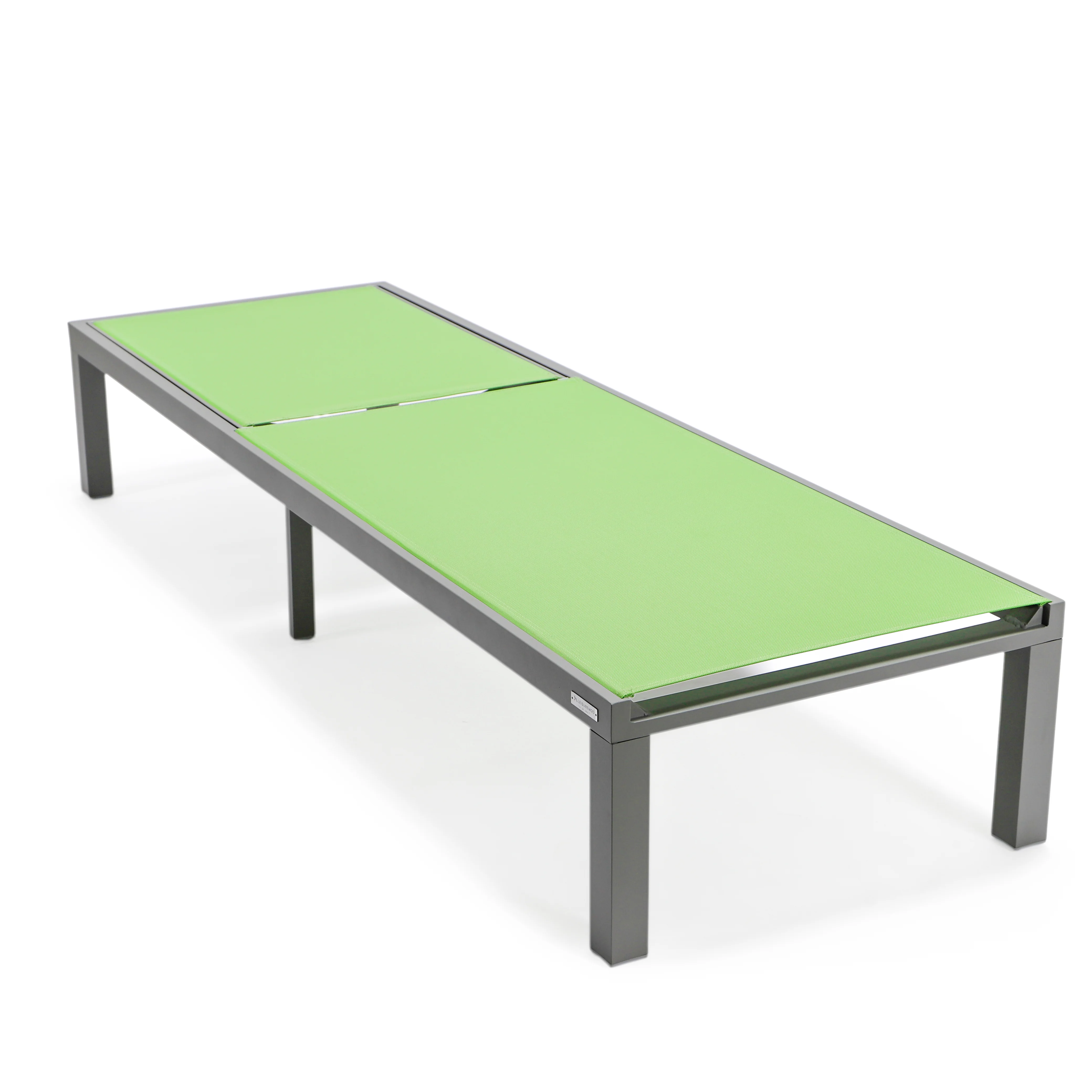 Marlin Patio Chaise Lounge Chair With Grey Aluminum Frame, Set of 2 in Green