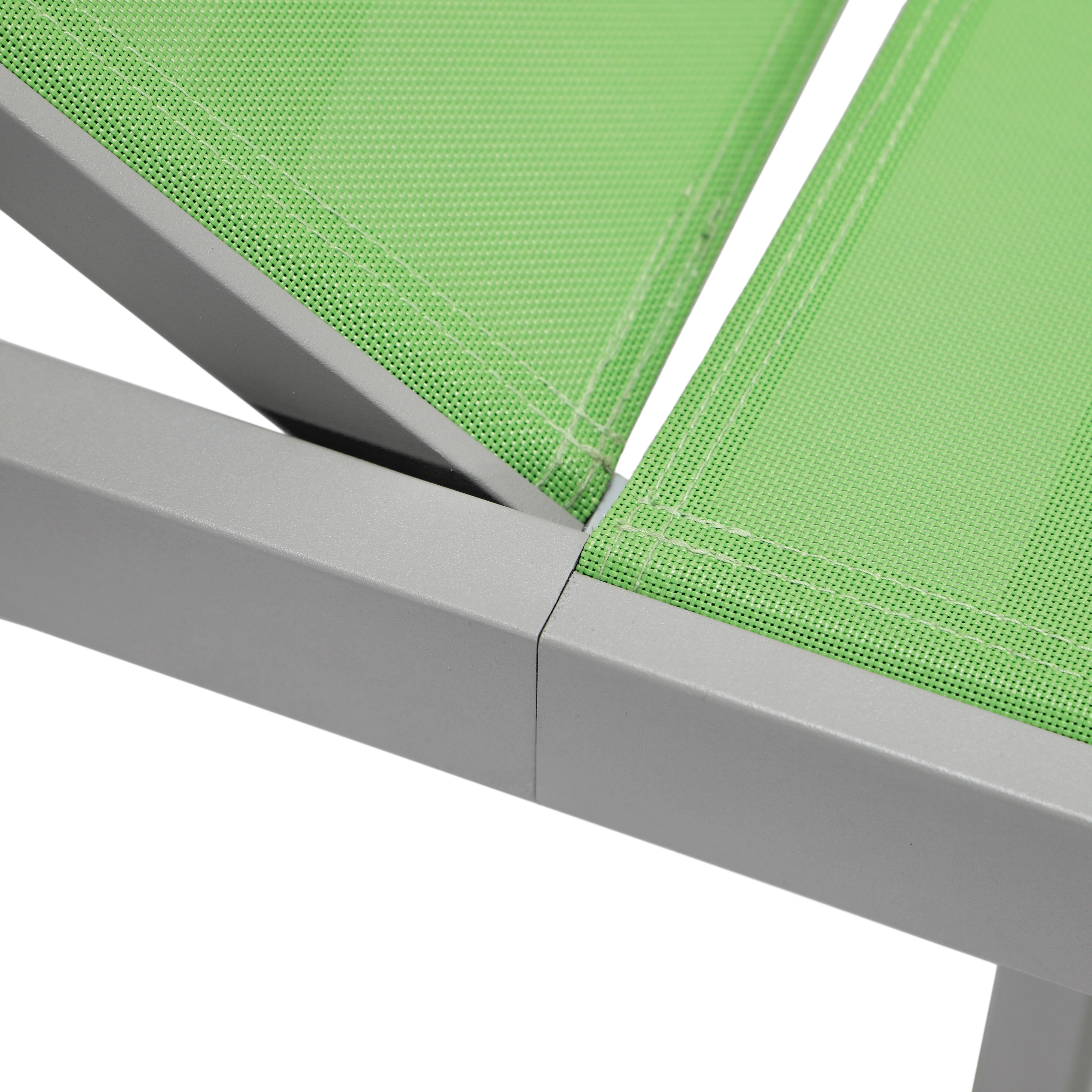 Marlin Patio Chaise Lounge Chair With Grey Aluminum Frame, Set of 2 in Green