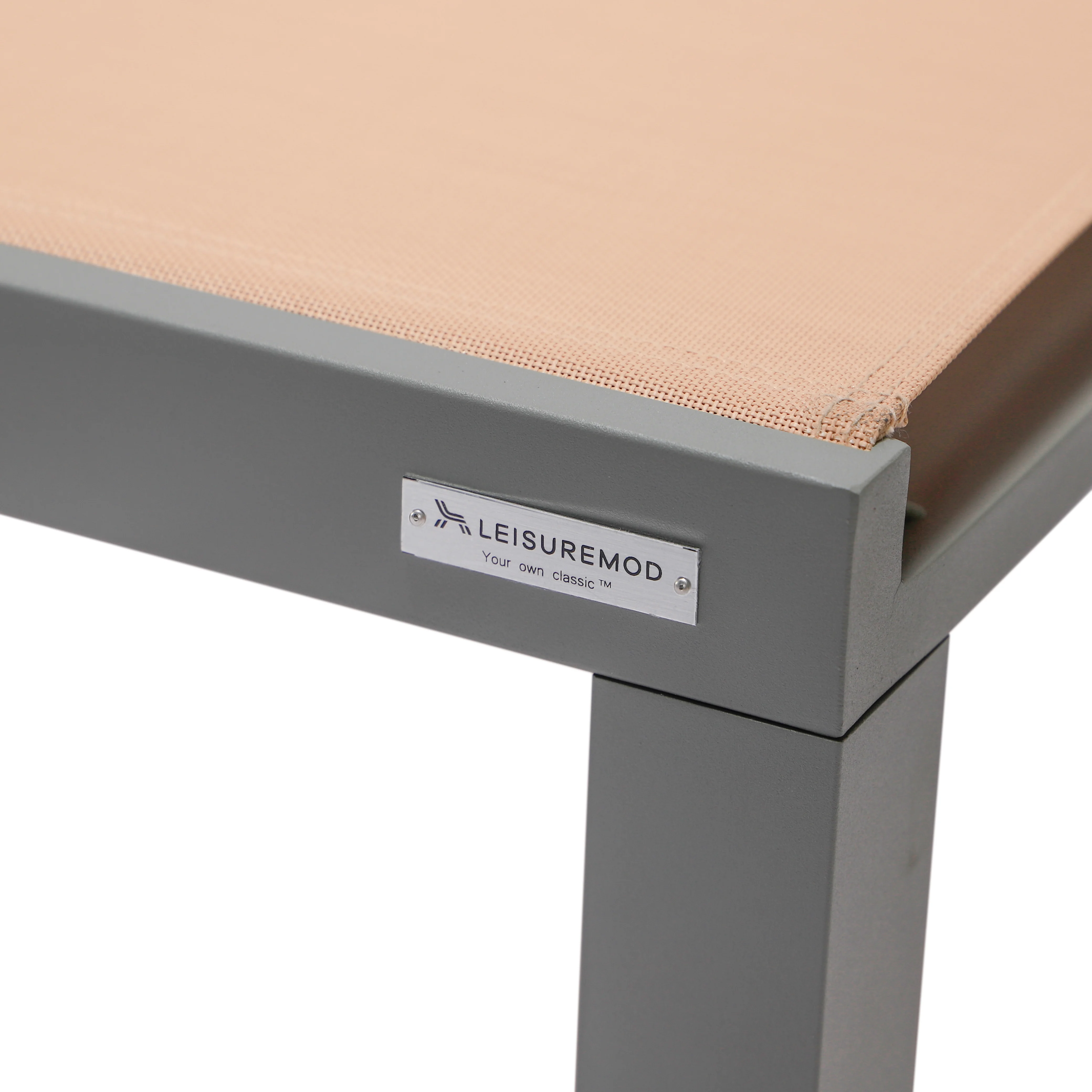 Marlin Patio Chaise Lounge Chair With Grey Aluminum Frame, Set of 2 in Light Brown