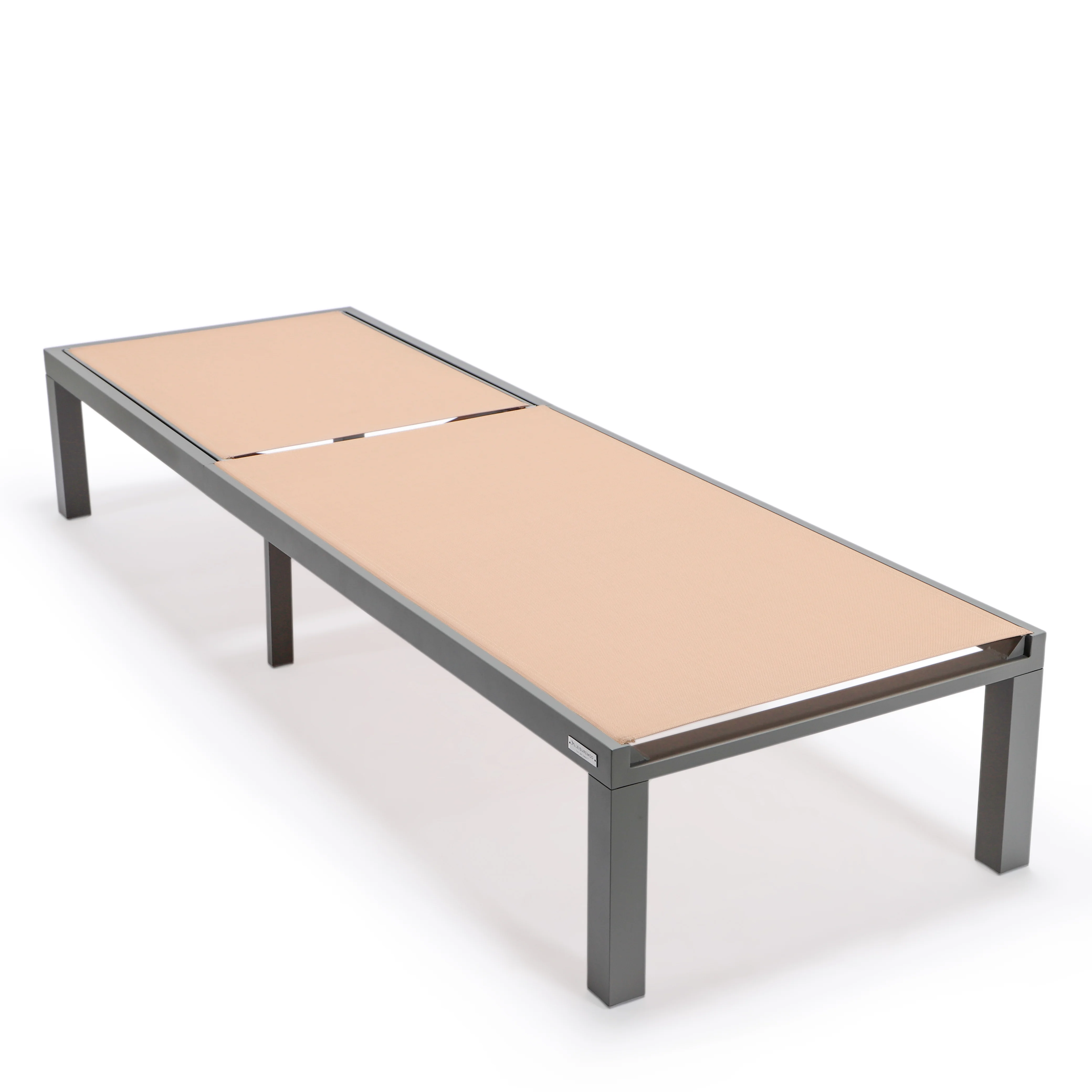 Marlin Patio Chaise Lounge Chair With Grey Aluminum Frame, Set of 2 in Light Brown