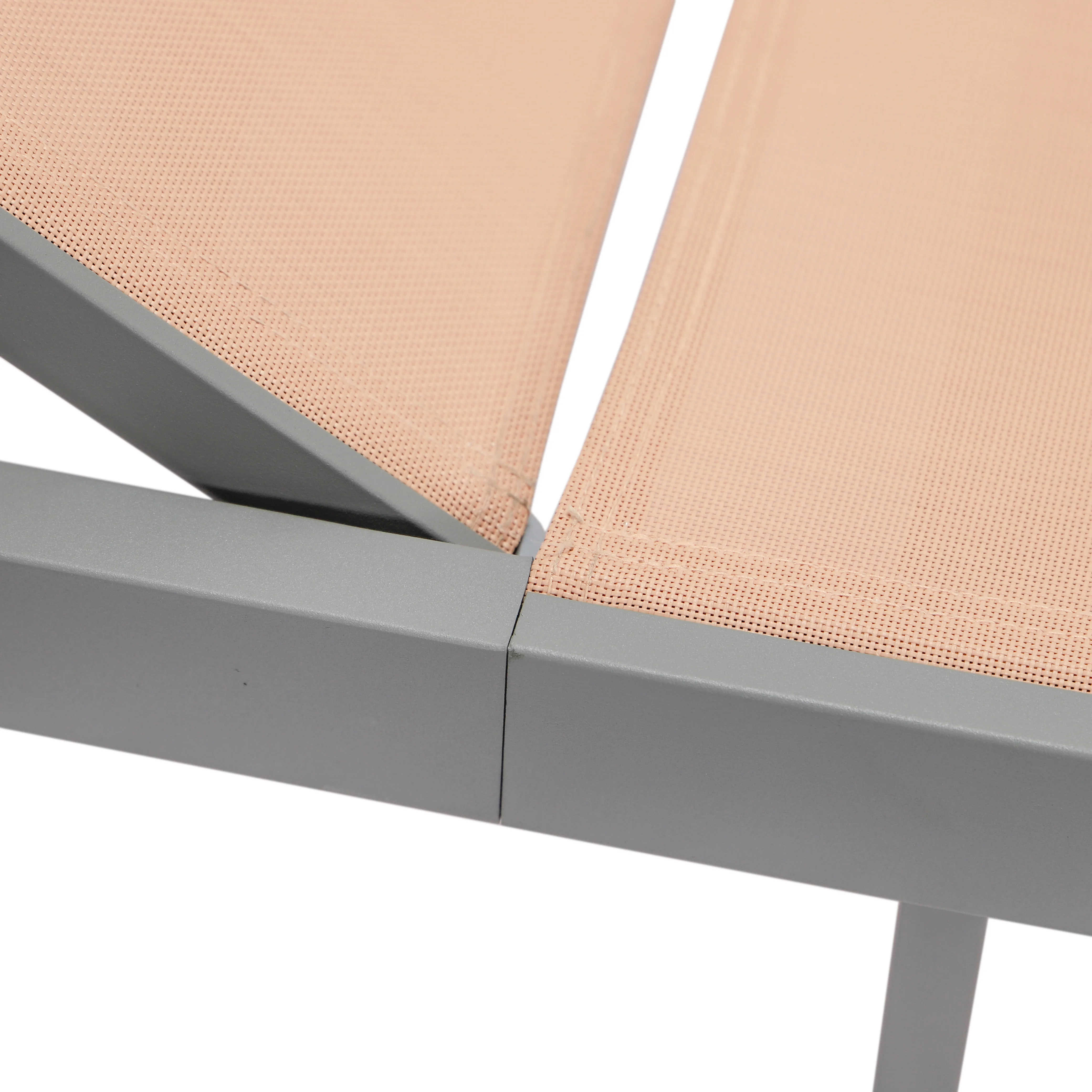 Marlin Patio Chaise Lounge Chair With Grey Aluminum Frame, Set of 2 in Light Brown