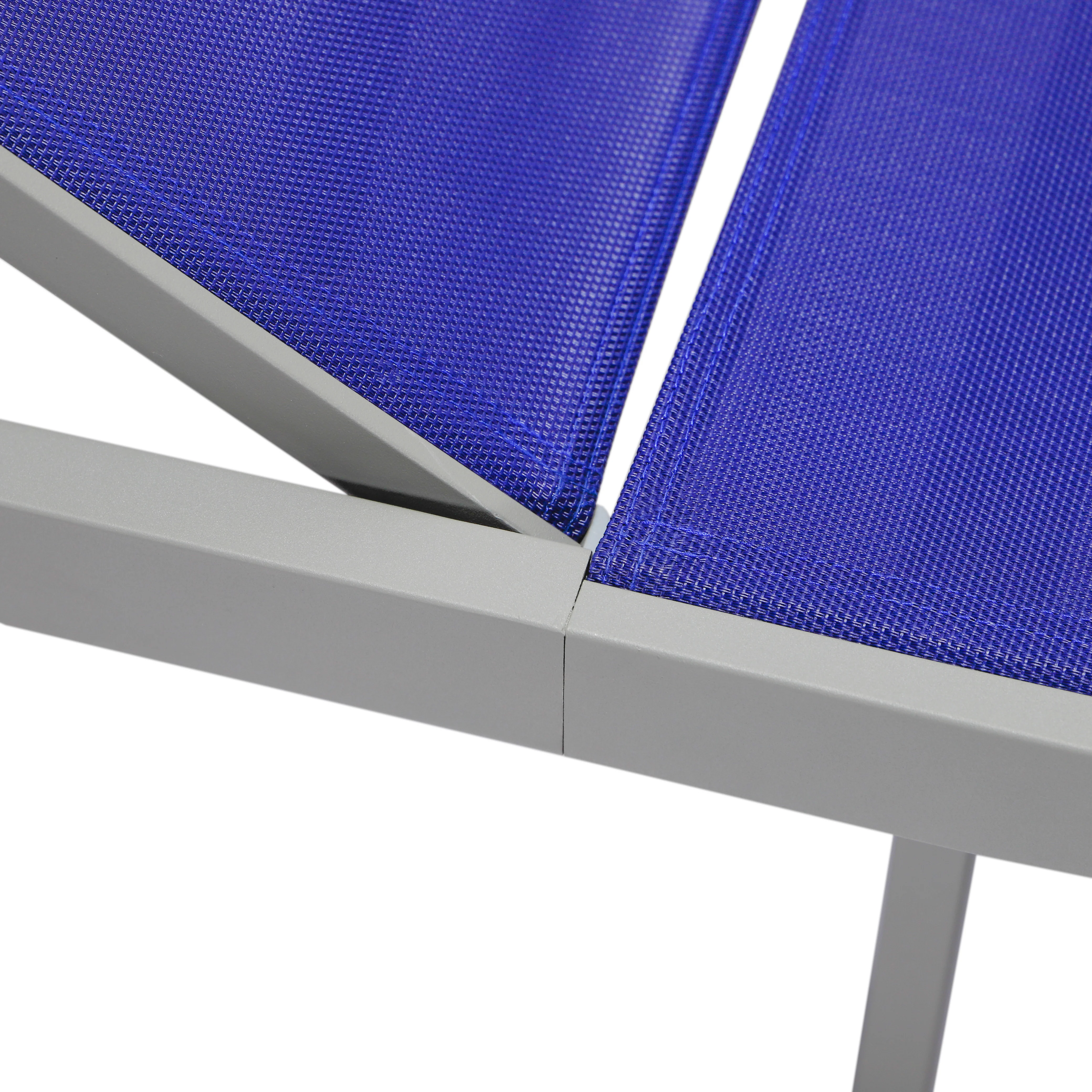 Marlin Patio Chaise Lounge Chair With Grey Aluminum Frame, Set of 2 in Navy Blue