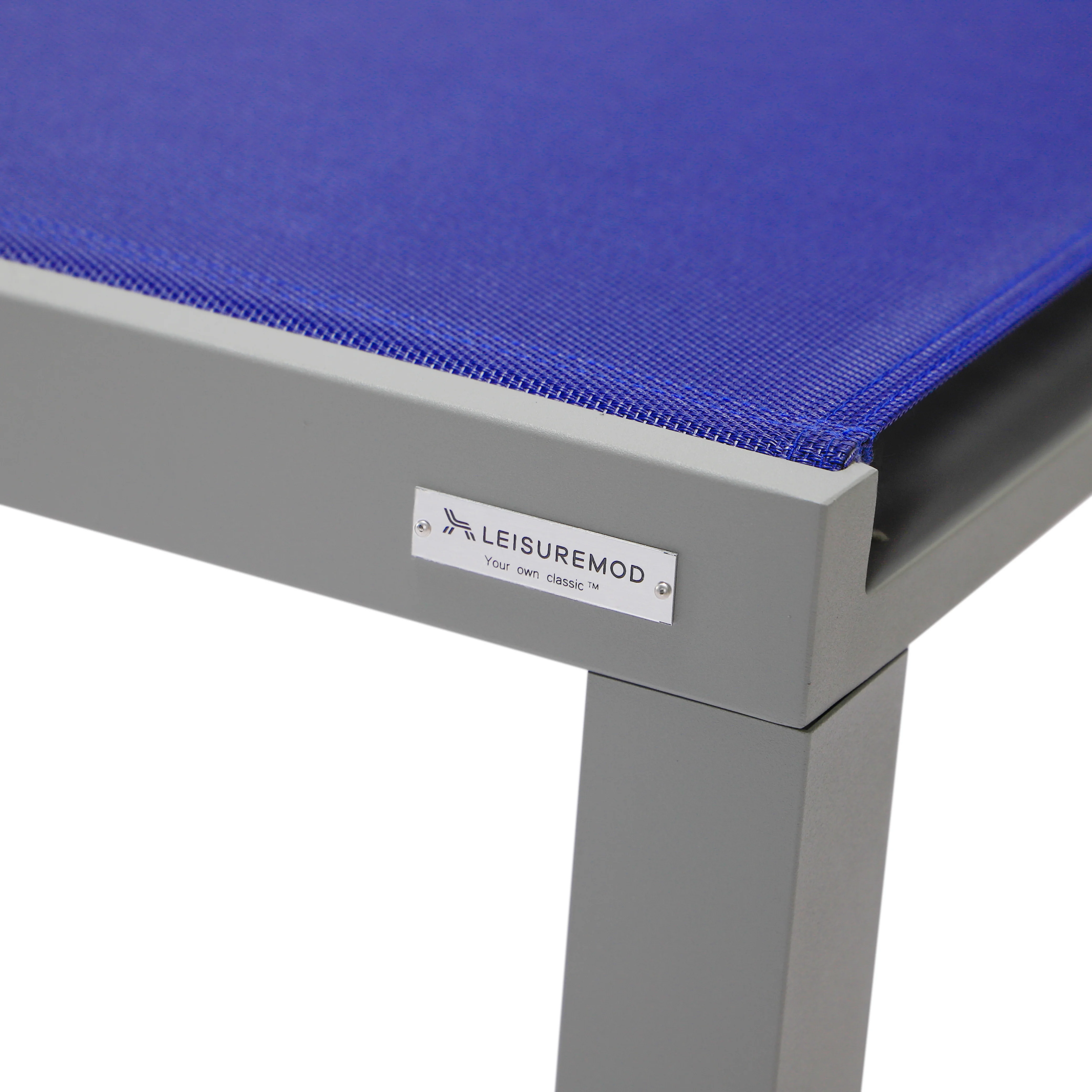 Marlin Patio Chaise Lounge Chair With Grey Aluminum Frame, Set of 2 in Navy Blue