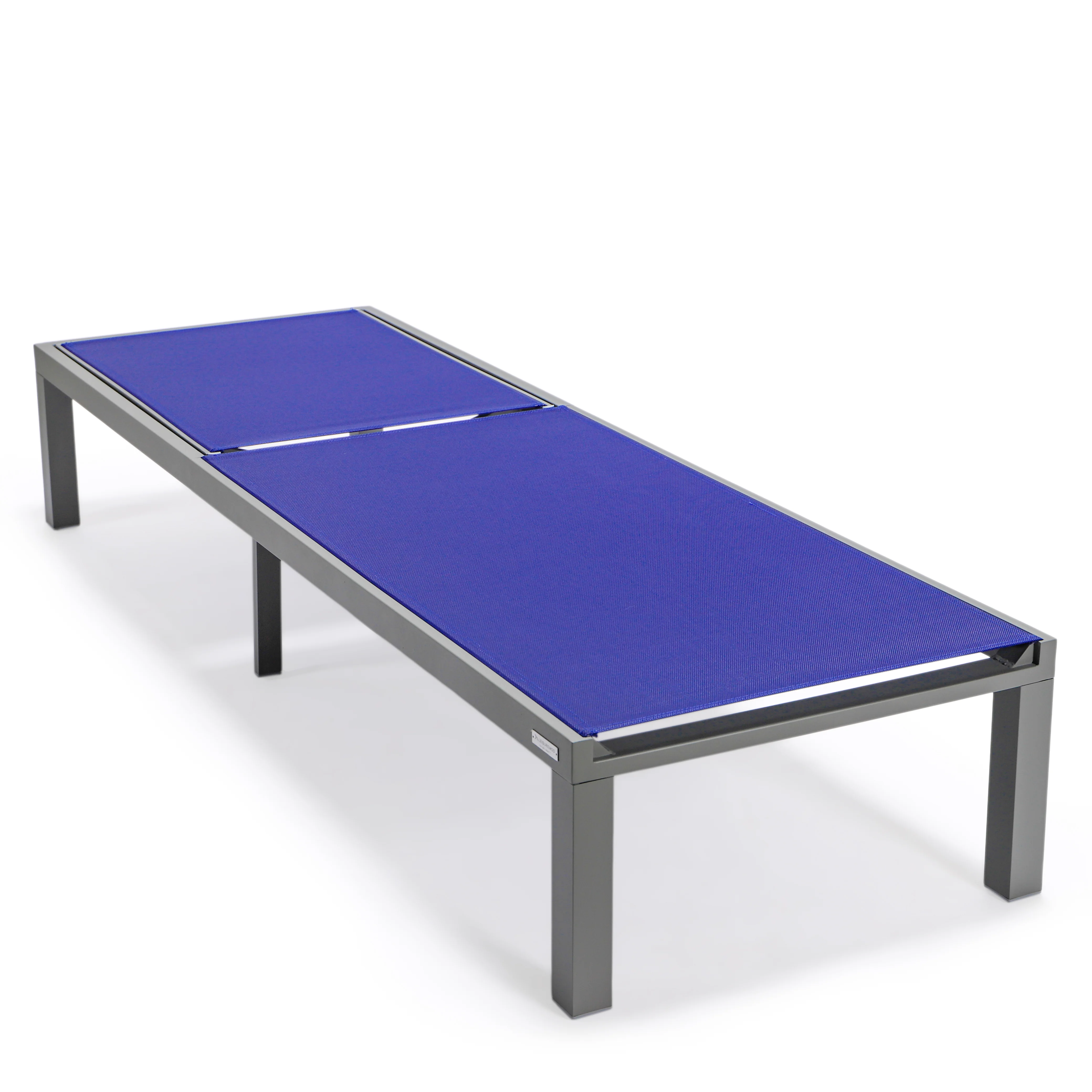 Marlin Patio Chaise Lounge Chair With Grey Aluminum Frame, Set of 2 in Navy Blue