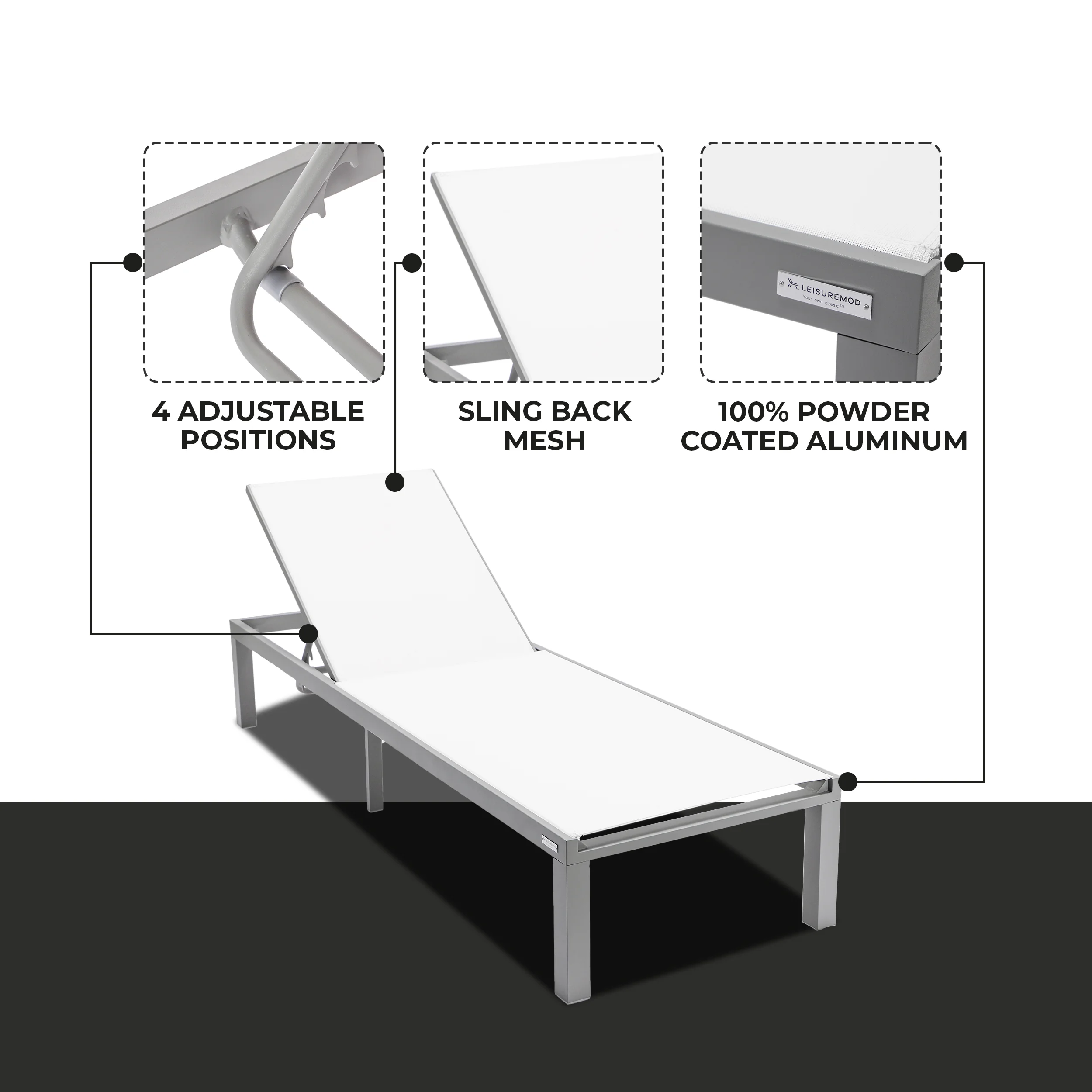 Marlin Patio Chaise Lounge Chair With Grey Aluminum Frame