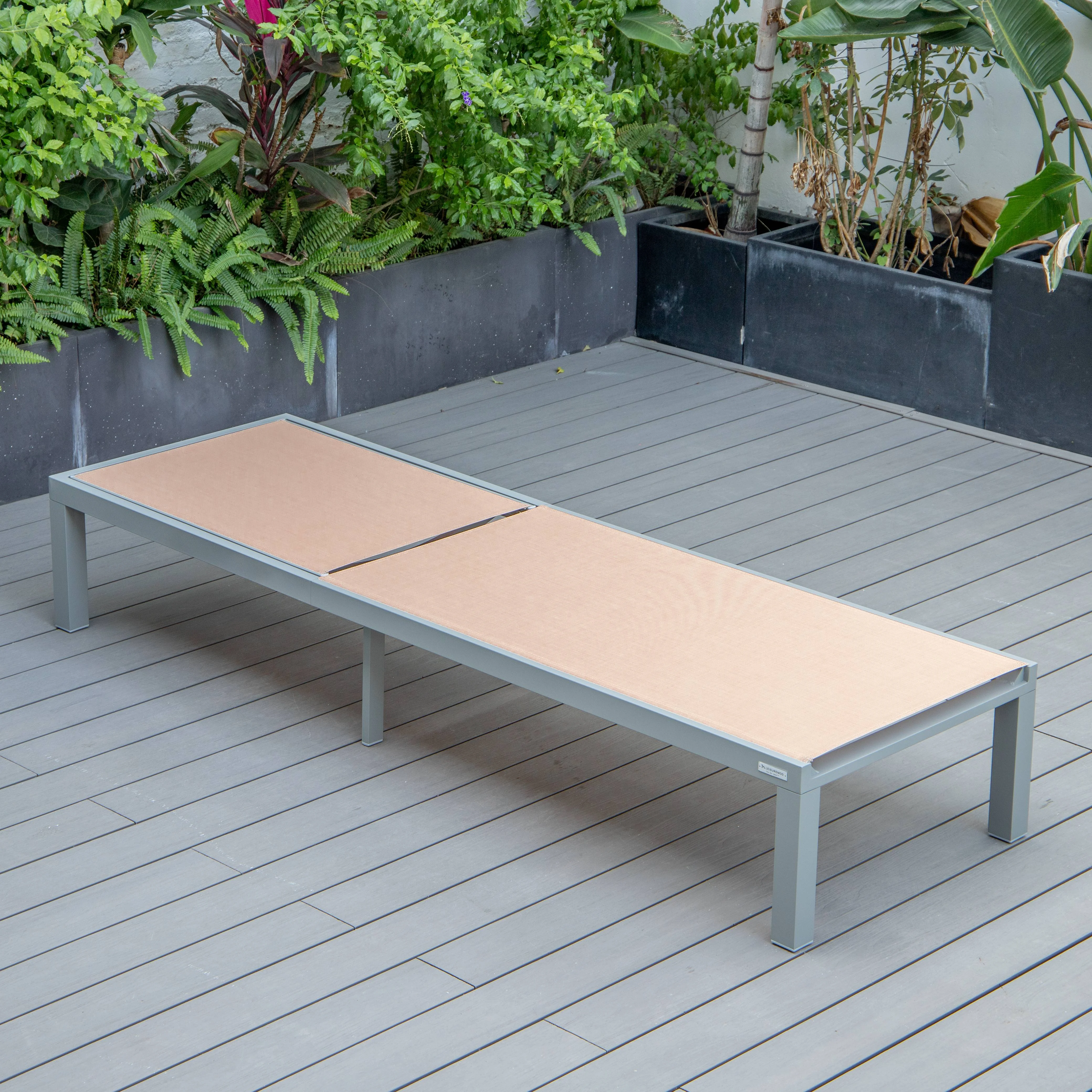 Marlin Modern Aluminum Outdoor Patio Chaise Lounge Chair Set of 2 with Square Fire Pit Side Table Perfect for Patio, Lawn, and Garden