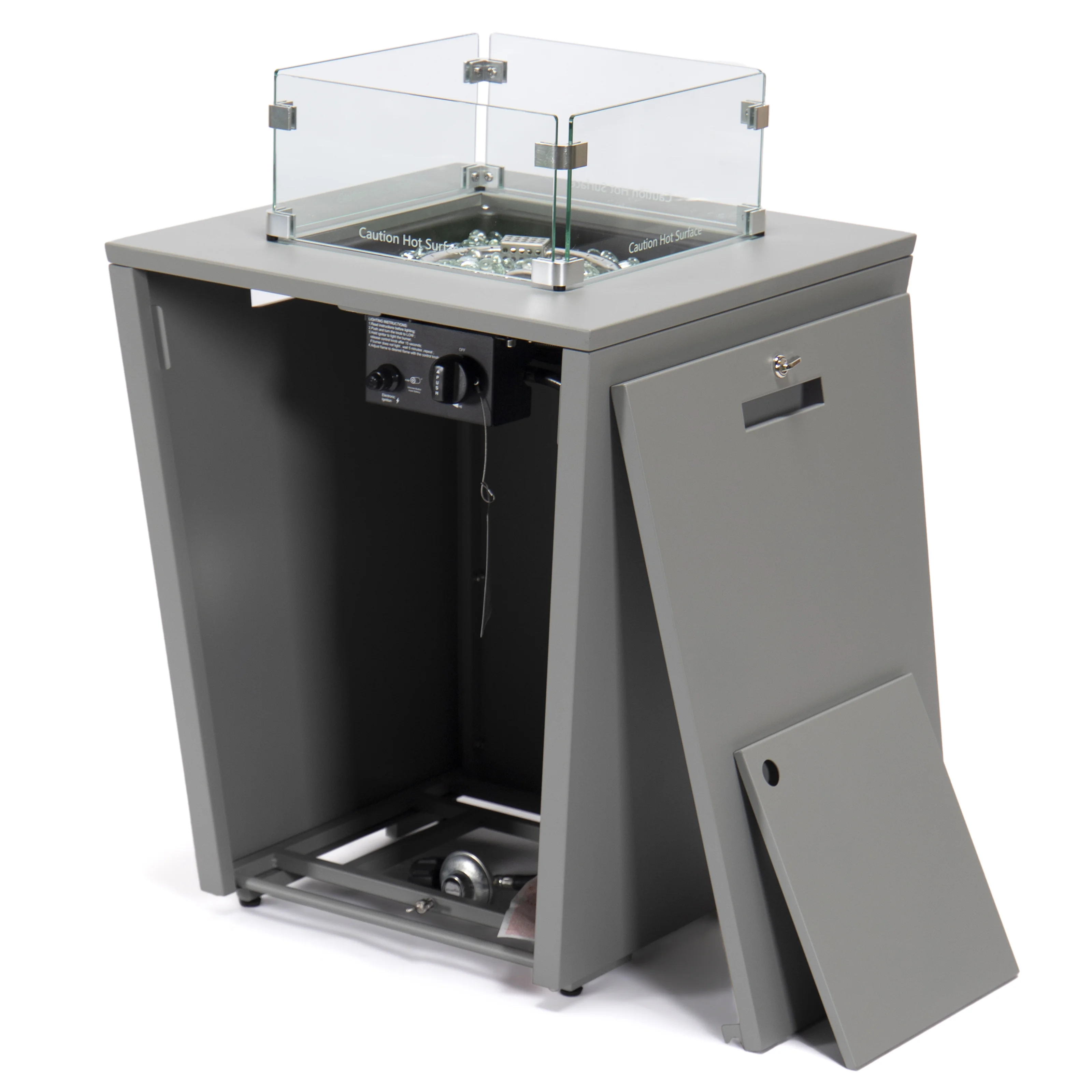 Marlin Modern Aluminum Outdoor Patio Chaise Lounge Chair Set of 2 with Square Fire Pit Side Table Perfect for Patio, Lawn, and Garden