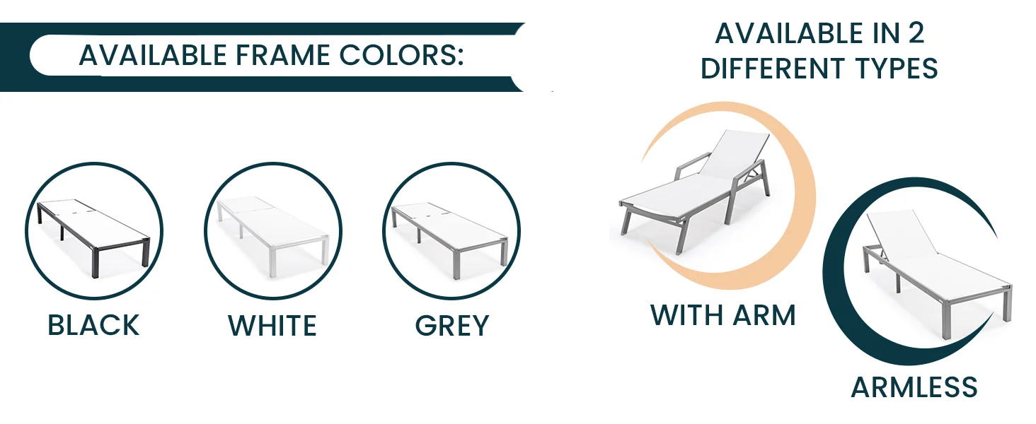 Marlin Modern Aluminum Outdoor Patio Chaise Lounge Chair Set of 2 with Square Fire Pit Side Table Perfect for Patio, Lawn, and Garden