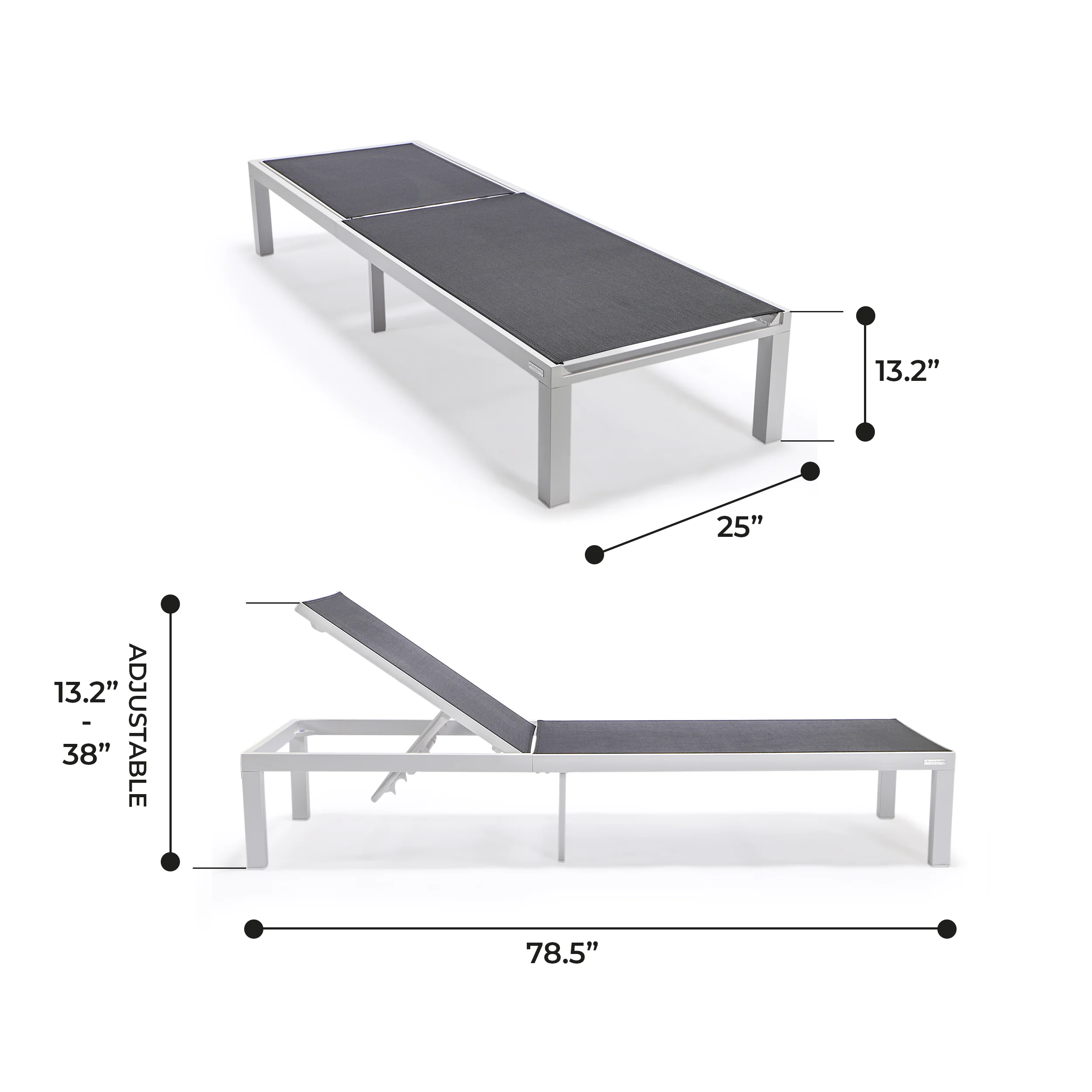 Marlin Patio Chaise Lounge Chair With White Aluminum Frame