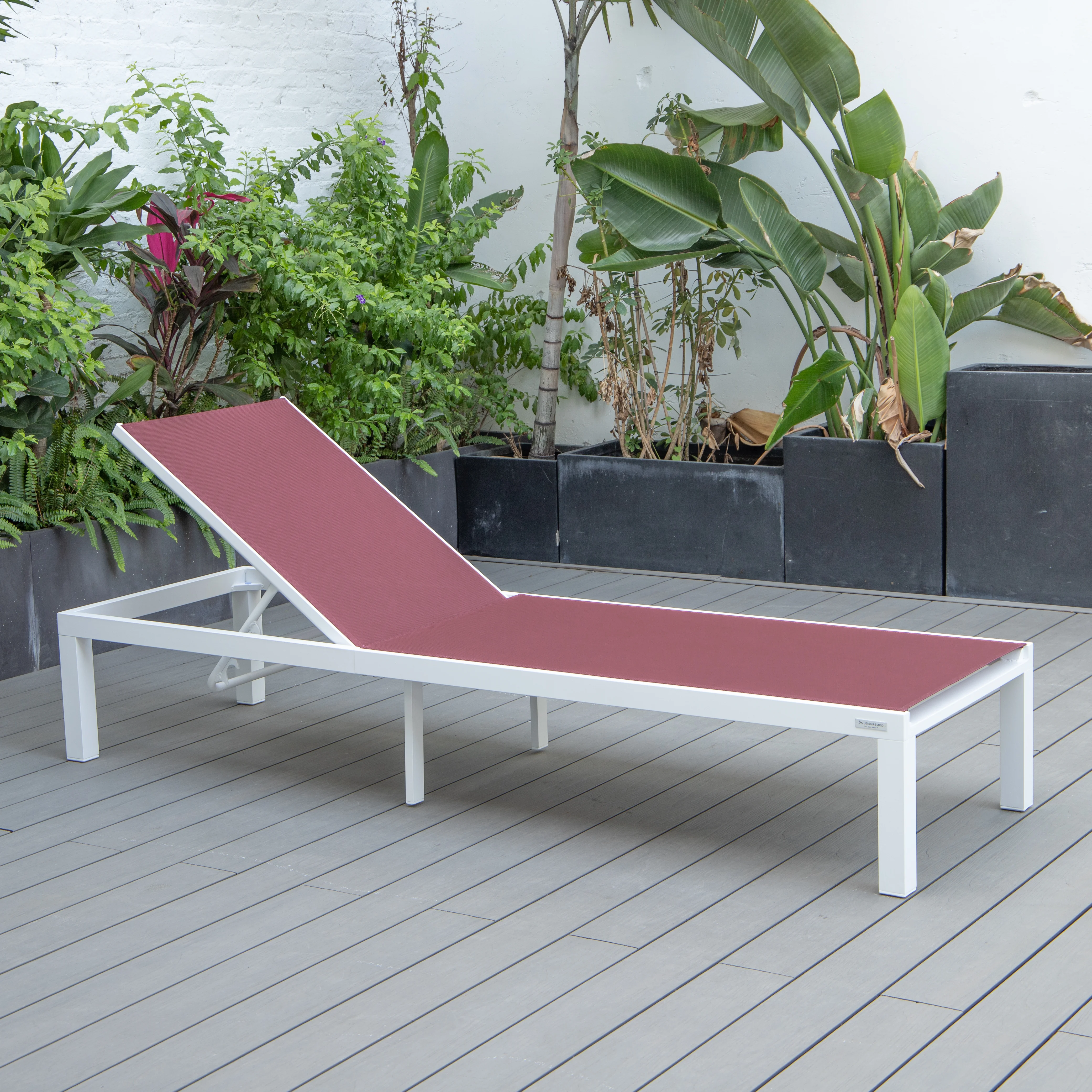 Marlin Patio Chaise Lounge Chair With White Aluminum Frame