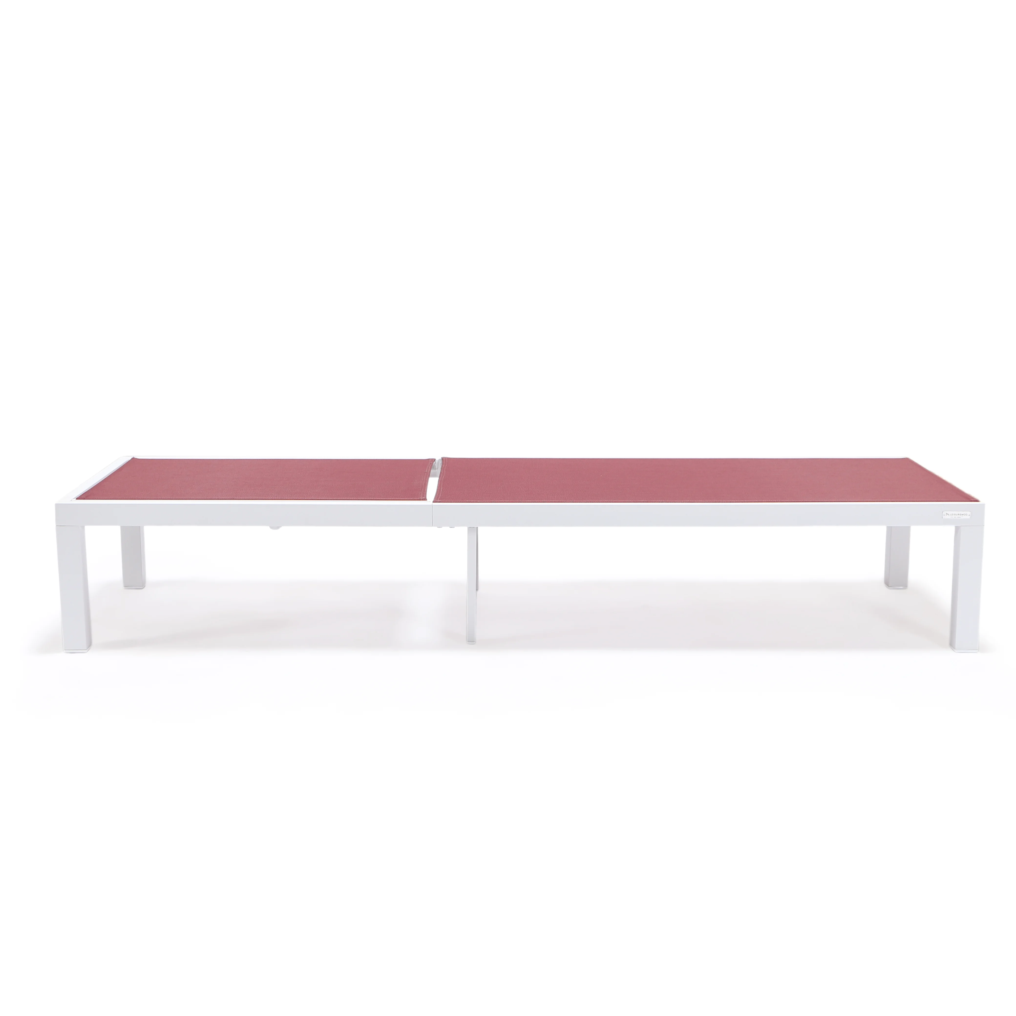 Marlin Patio Chaise Lounge Chair With White Aluminum Frame, Set of 2 in Burgundy