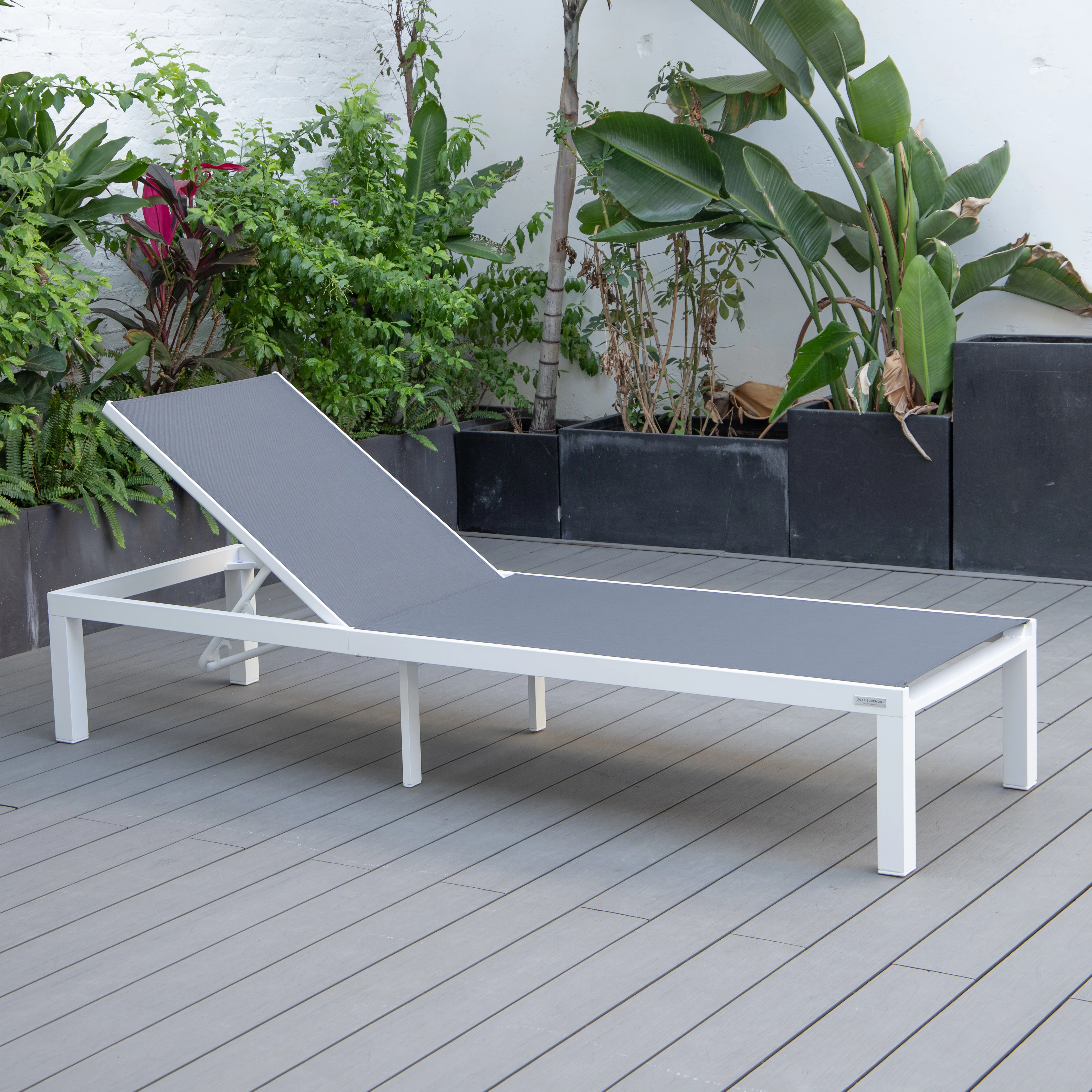 Marlin Patio Chaise Lounge Chair With White Aluminum Frame