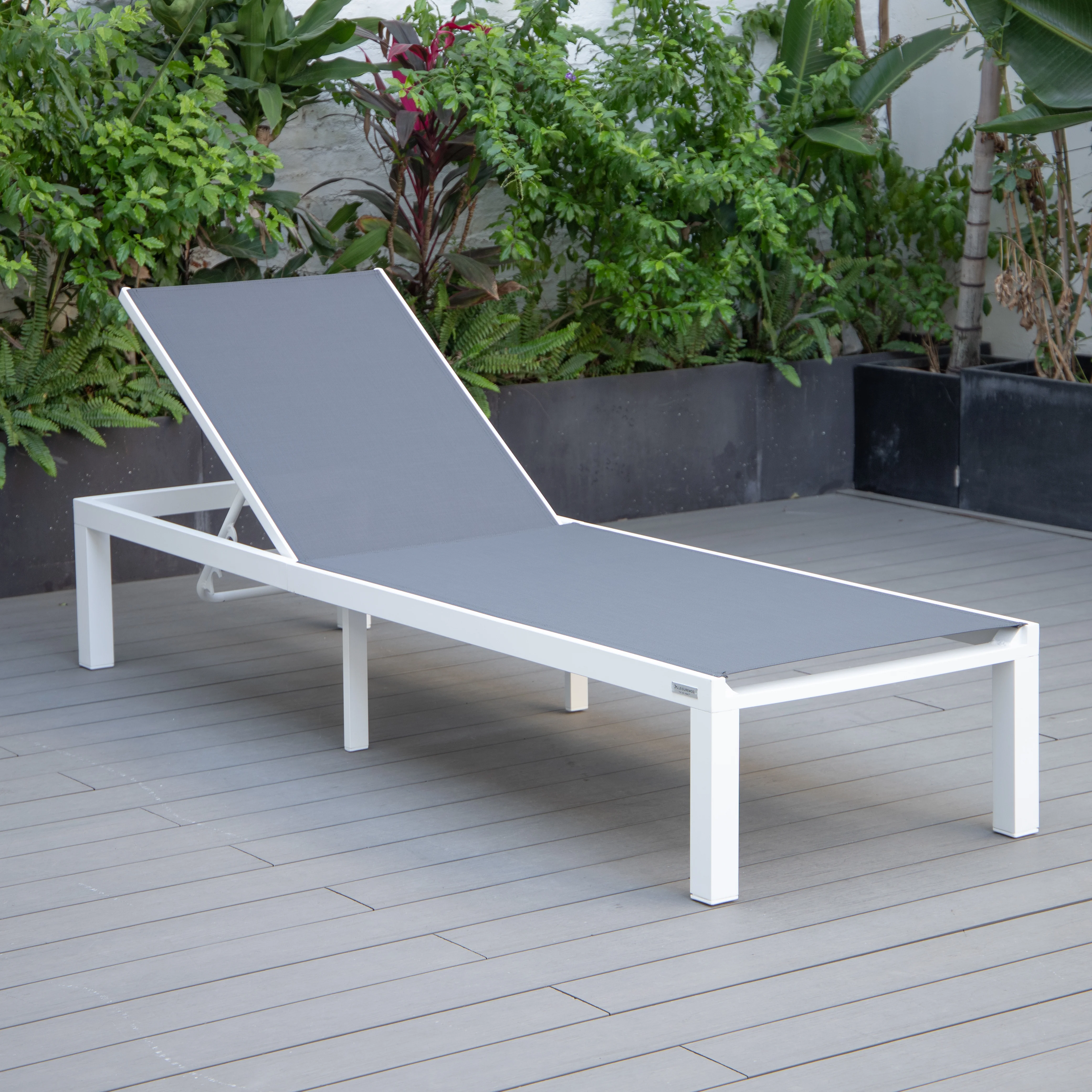 Marlin Patio Chaise Lounge Chair With White Aluminum Frame