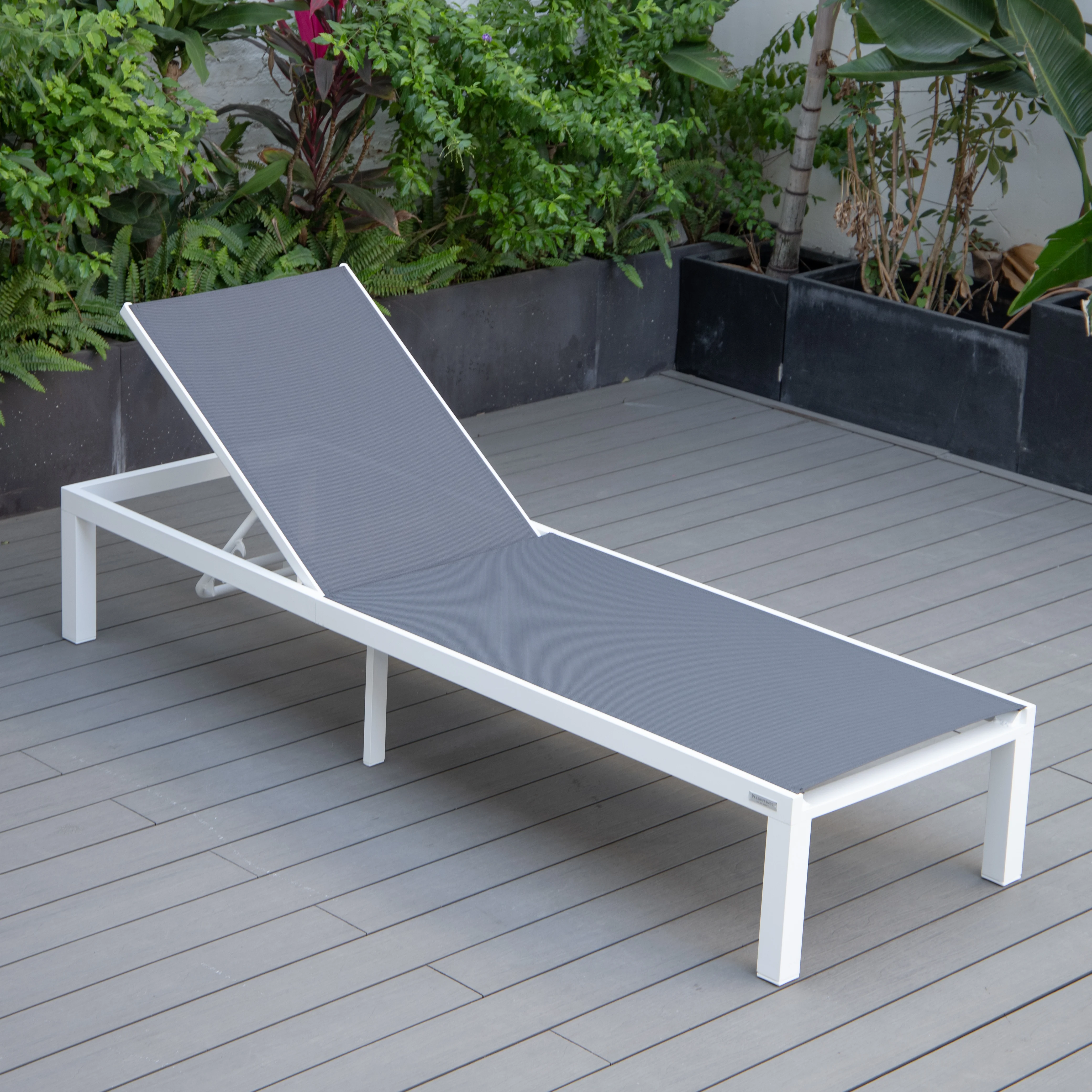 Marlin Patio Chaise Lounge Chair With White Aluminum Frame