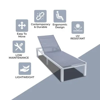 Marlin Patio Chaise Lounge Chair With White Aluminum Frame