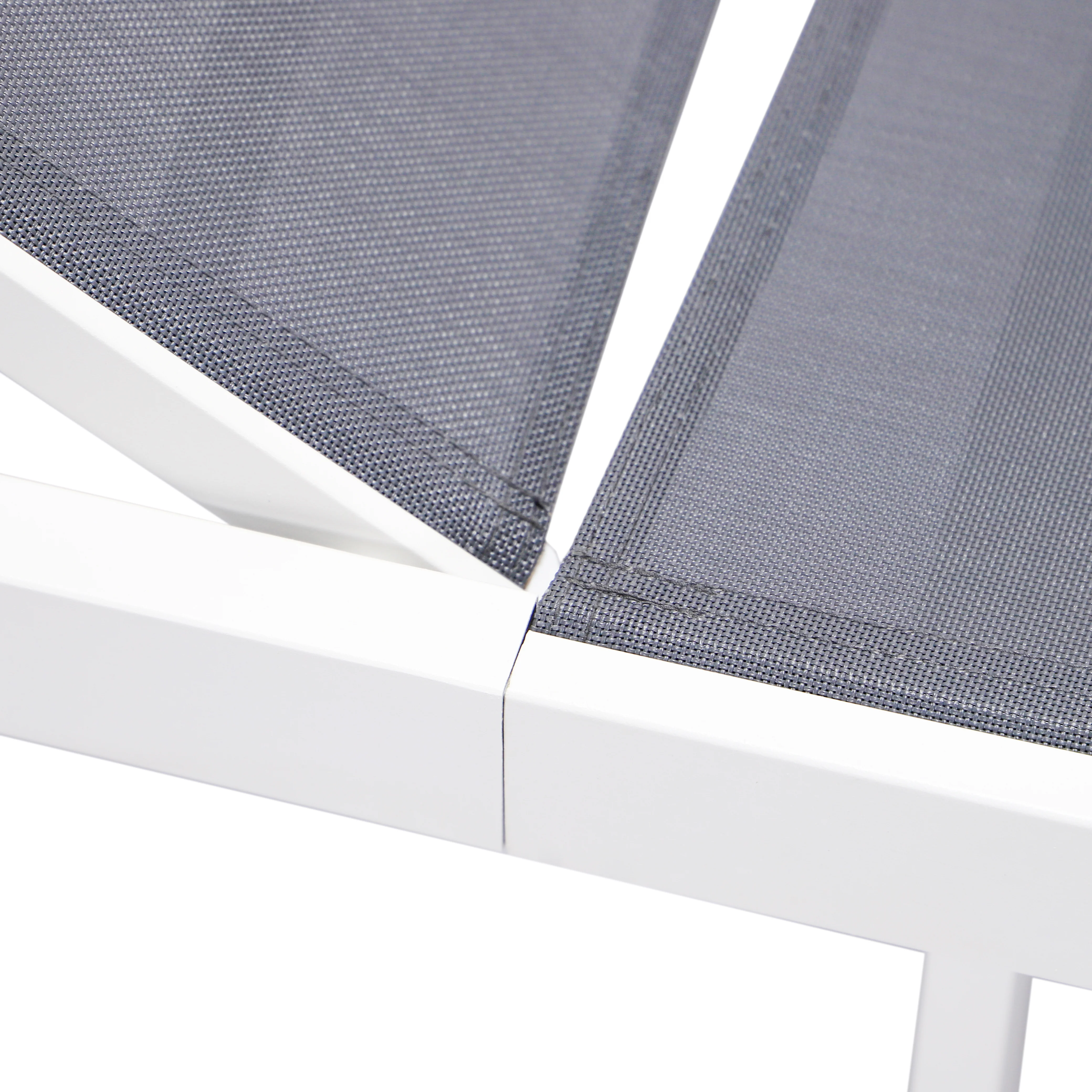 Marlin Patio Chaise Lounge Chair With White Aluminum Frame, Set of 2 in Dark Grey