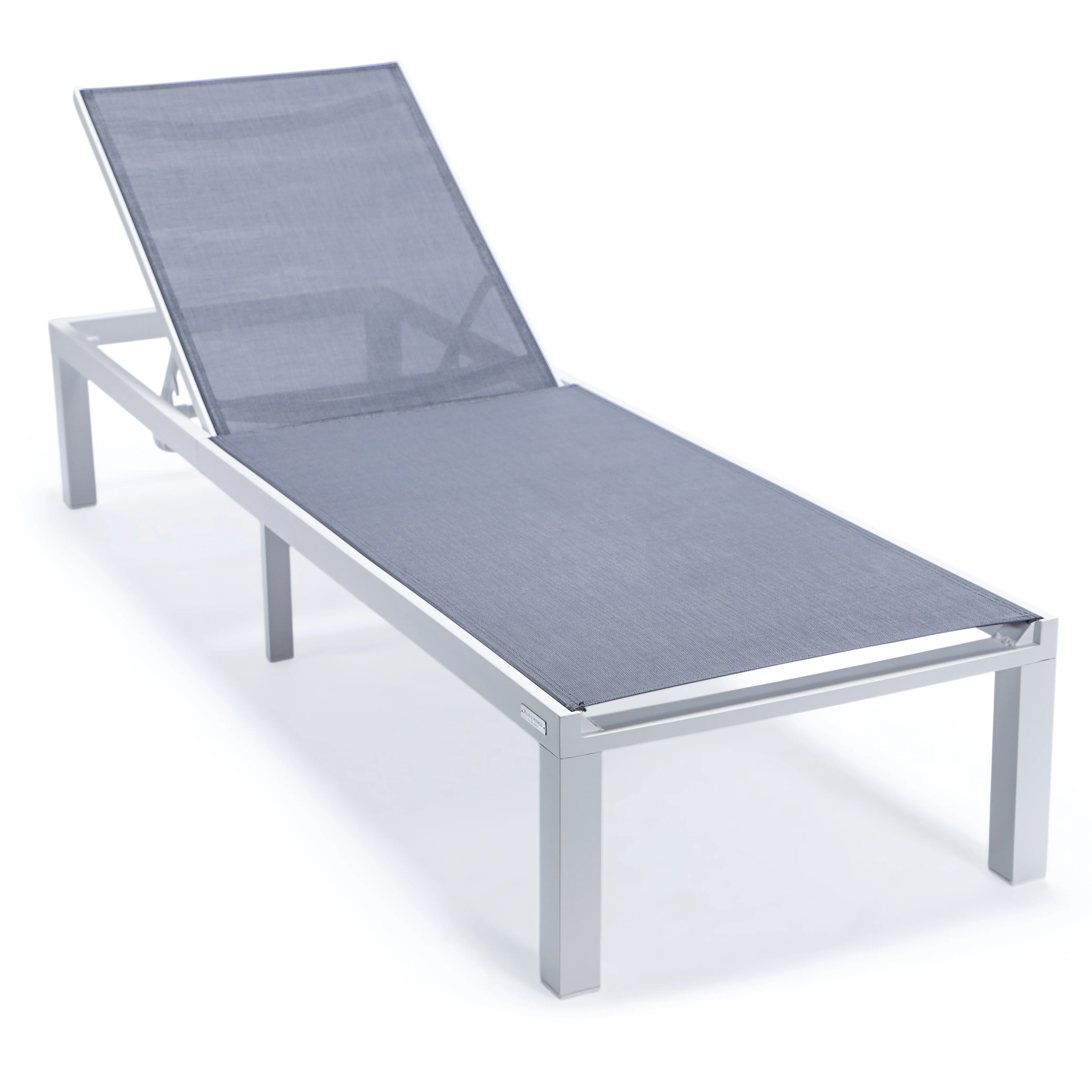 Marlin Patio Chaise Lounge Chair With White Aluminum Frame, Set of 2 in Dark Grey