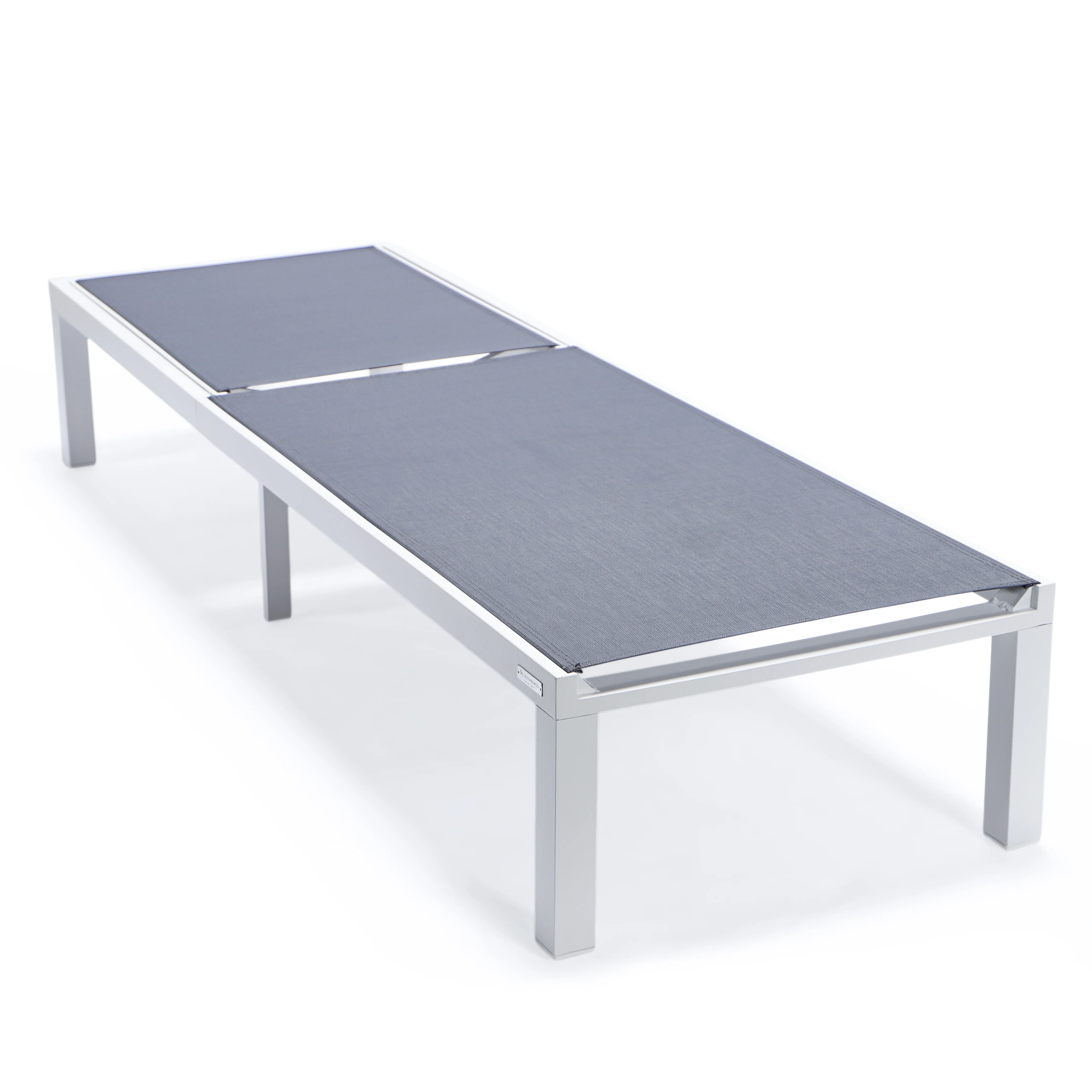 Marlin Patio Chaise Lounge Chair With White Aluminum Frame, Set of 2 in Dark Grey