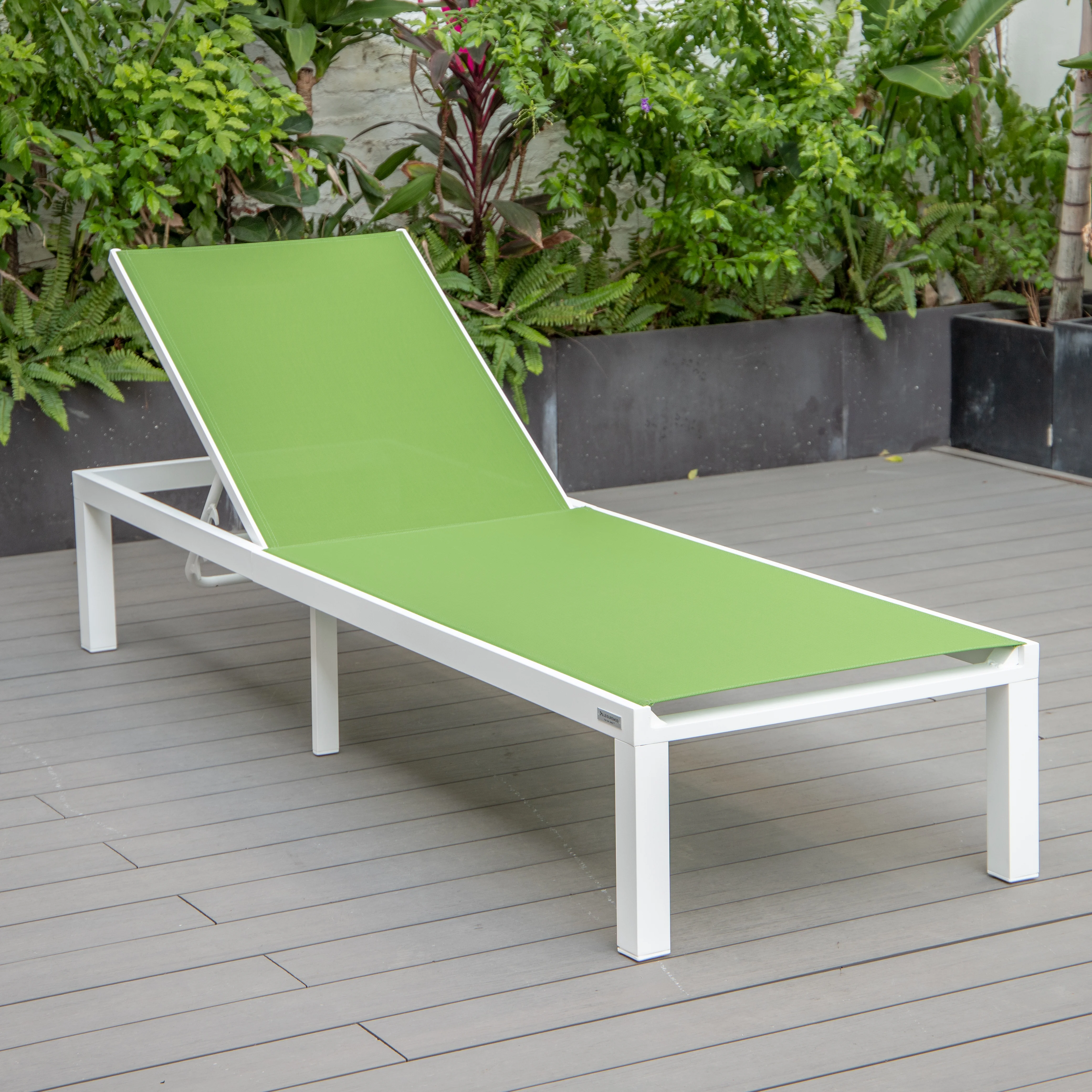 Marlin Patio Chaise Lounge Chair With White Aluminum Frame