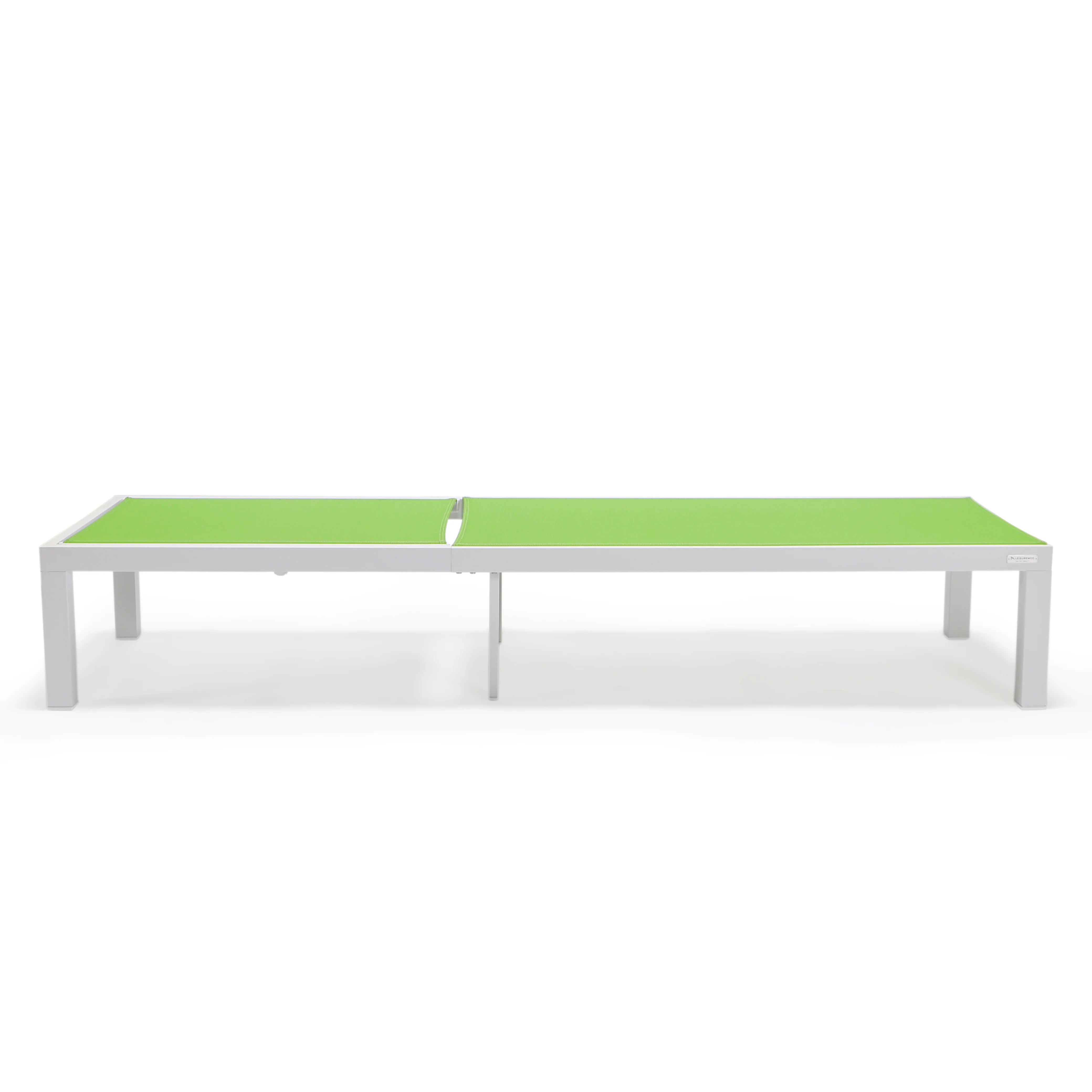 Marlin Patio Chaise Lounge Chair With White Aluminum Frame, Set of 2 in Green