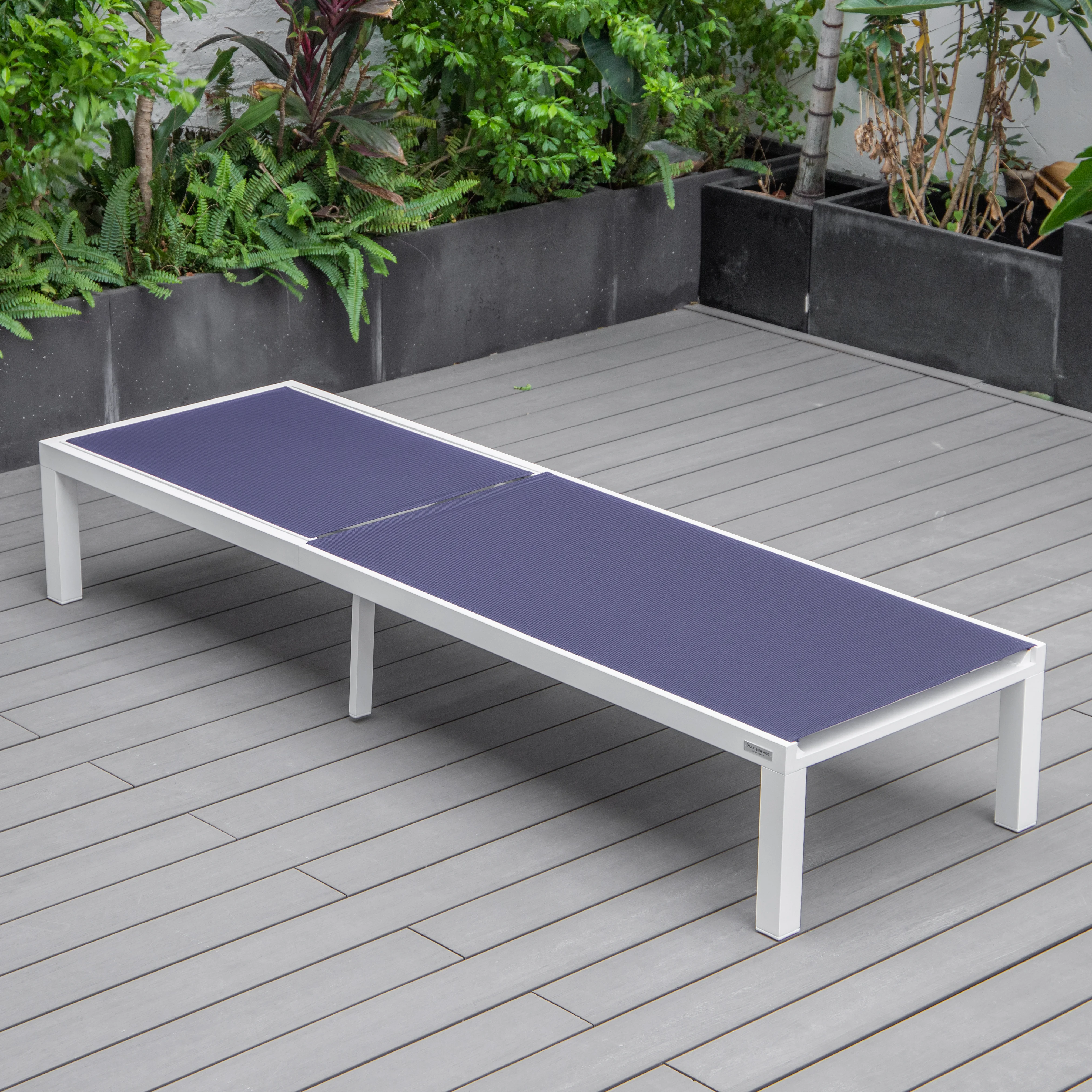 Marlin Patio Chaise Lounge Chair With White Aluminum Frame