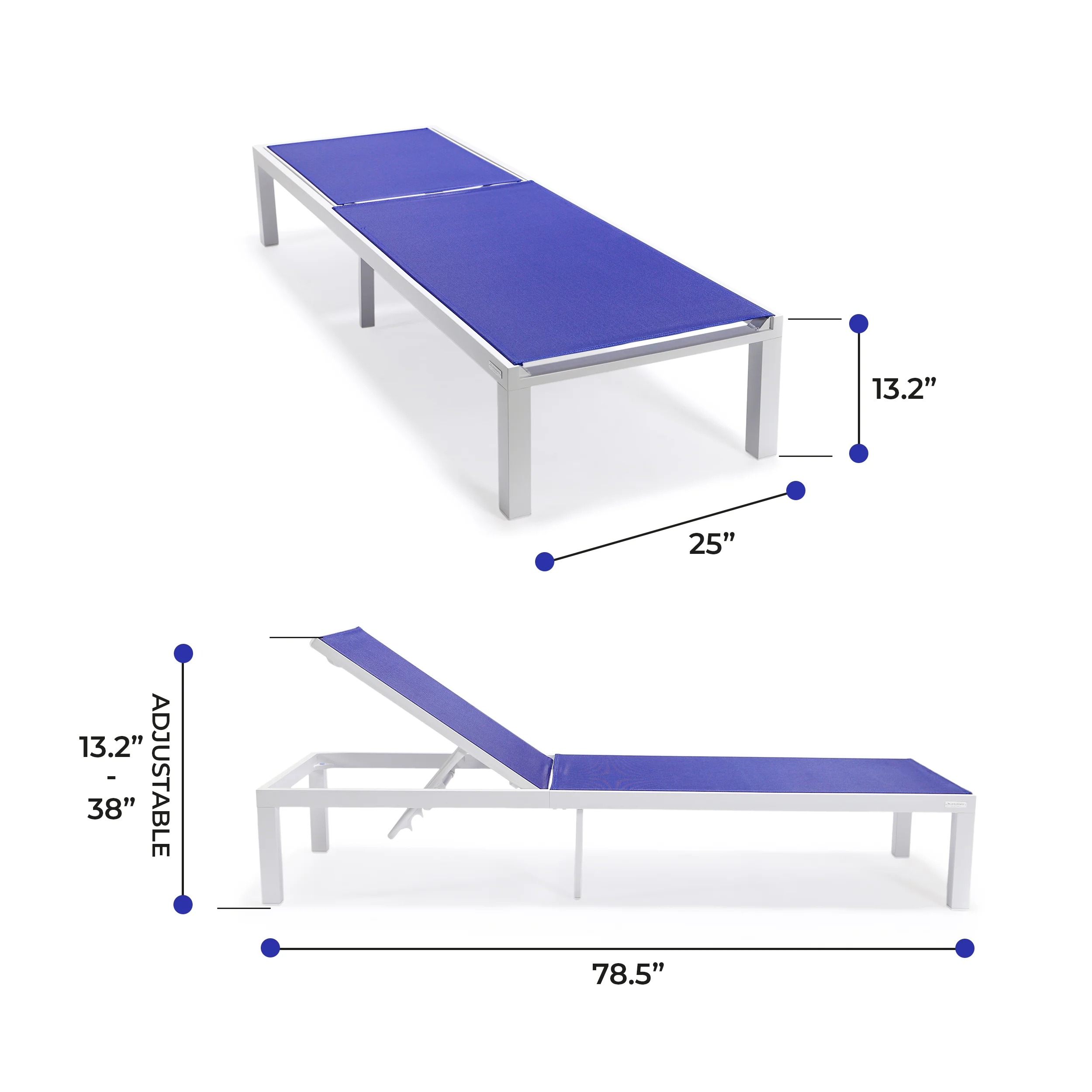 Marlin Patio Chaise Lounge Chair With White Aluminum Frame