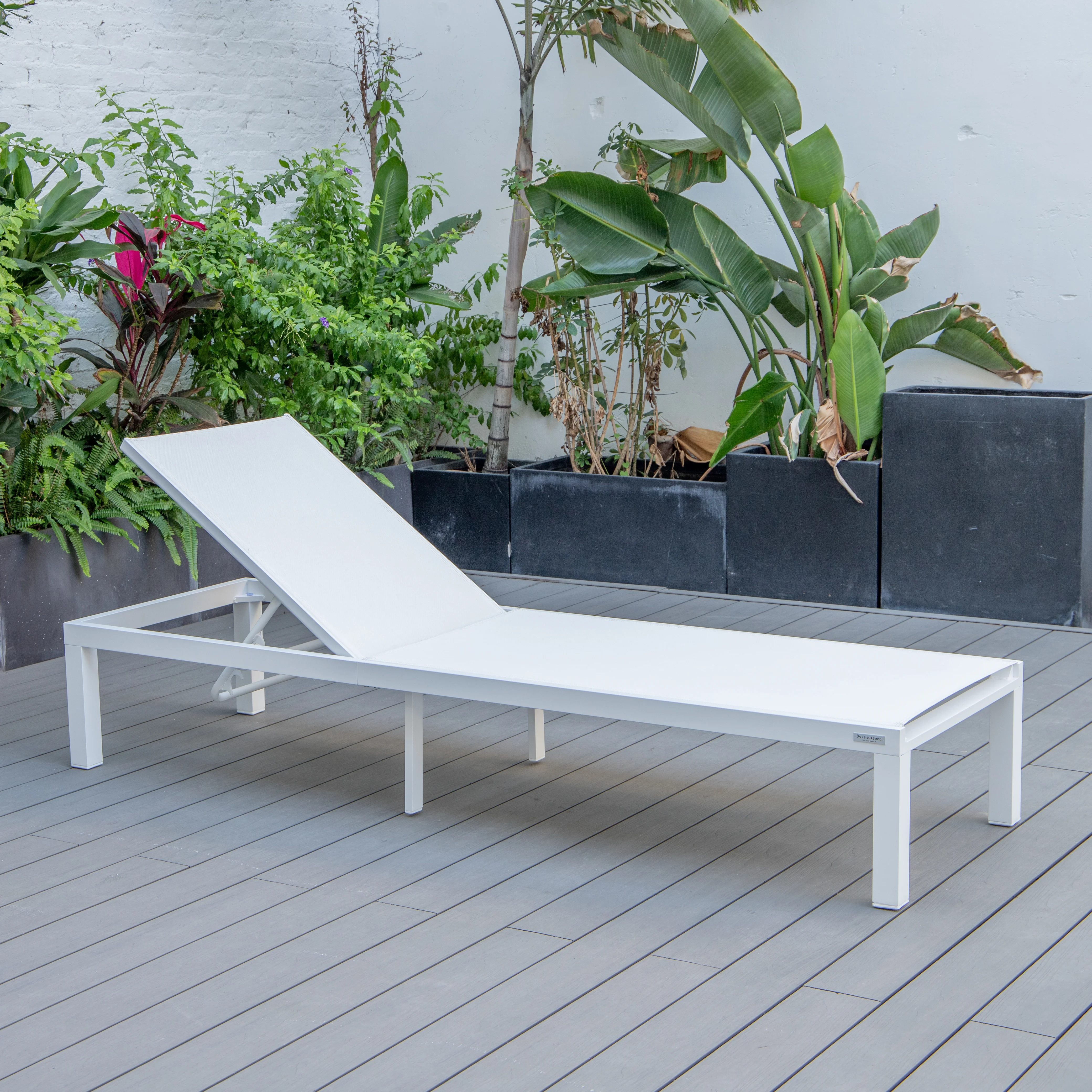 Marlin Patio Chaise Lounge Chair With White Aluminum Frame