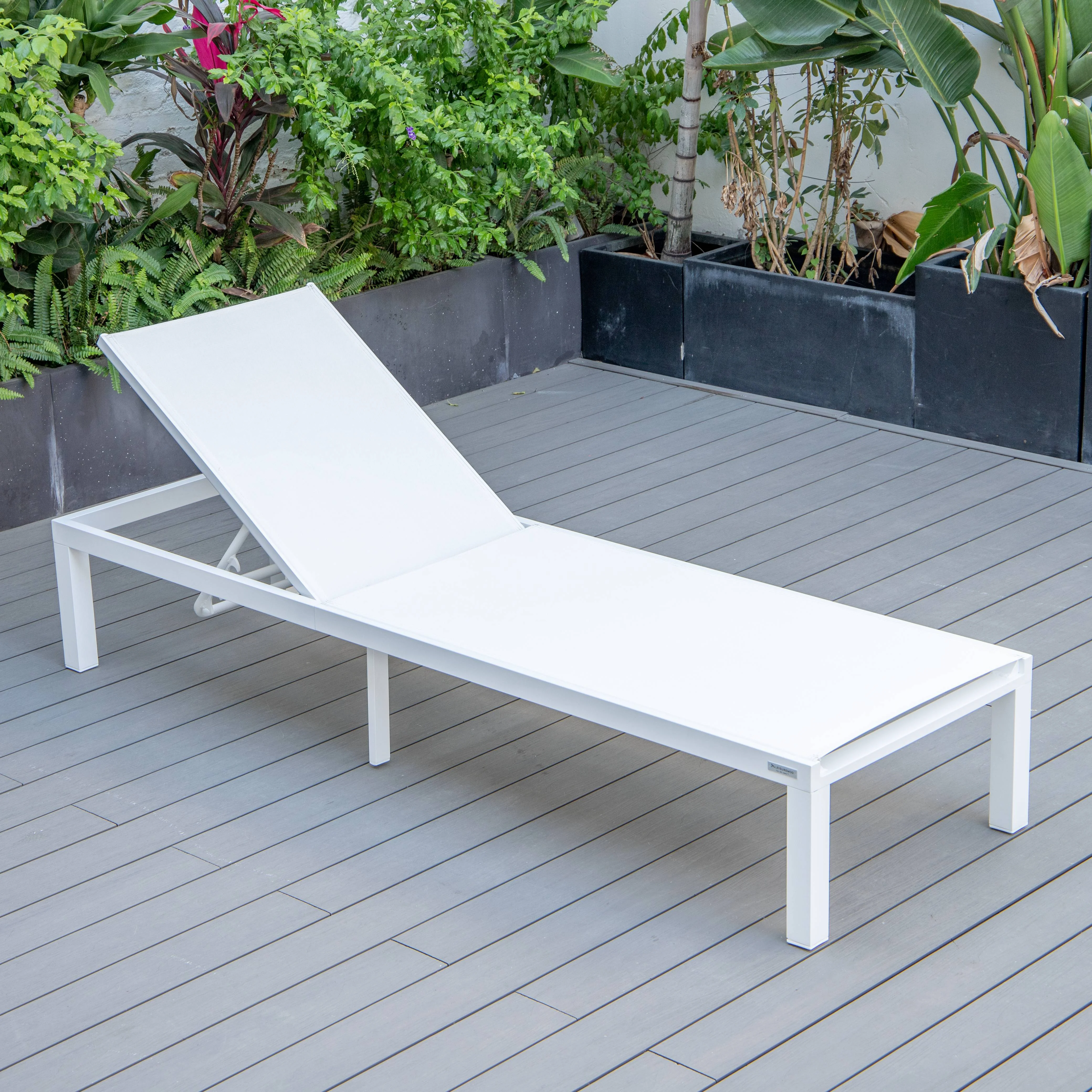 Marlin Patio Chaise Lounge Chair With White Aluminum Frame