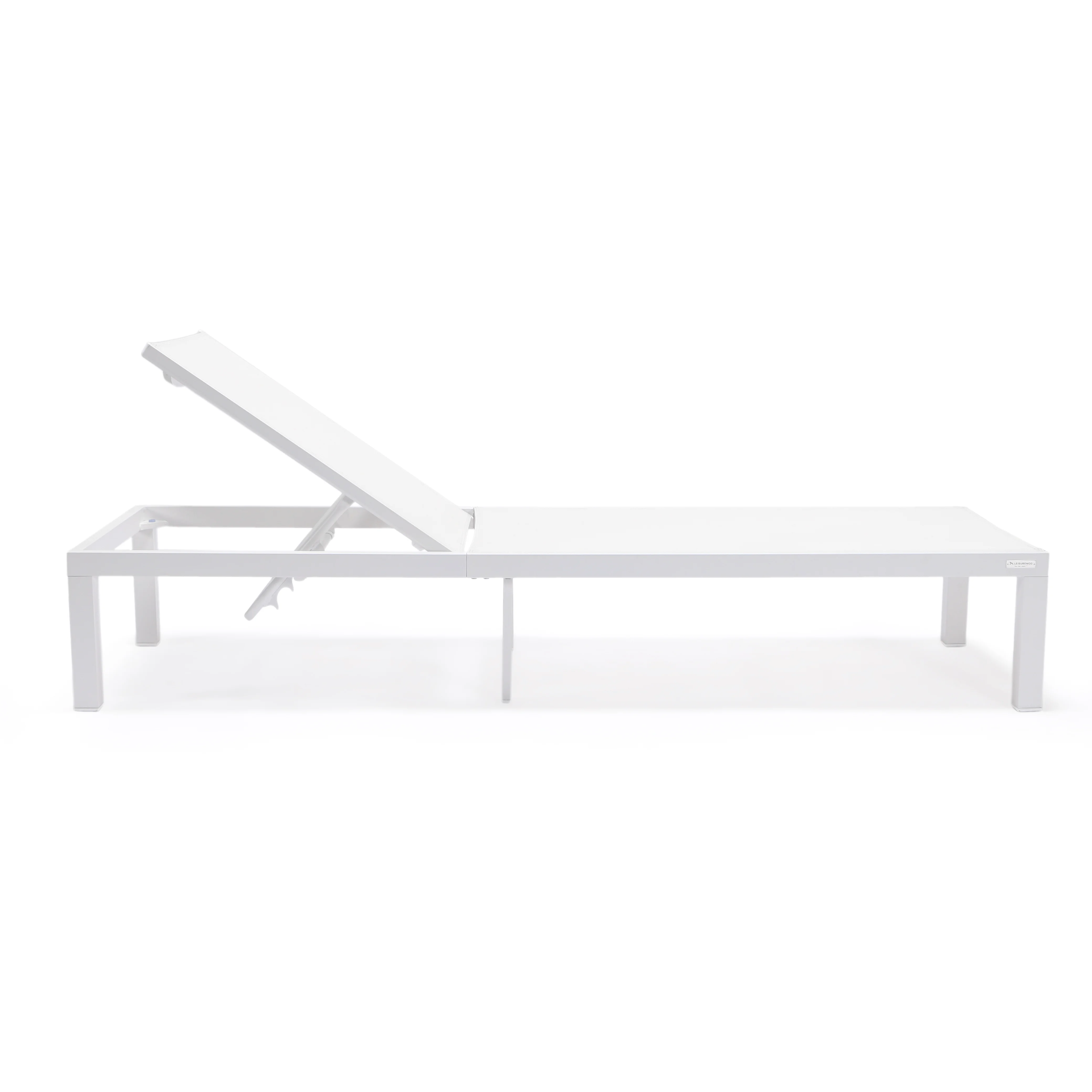 Marlin Patio Chaise Lounge Chair With White Aluminum Frame, Set of 2 in White