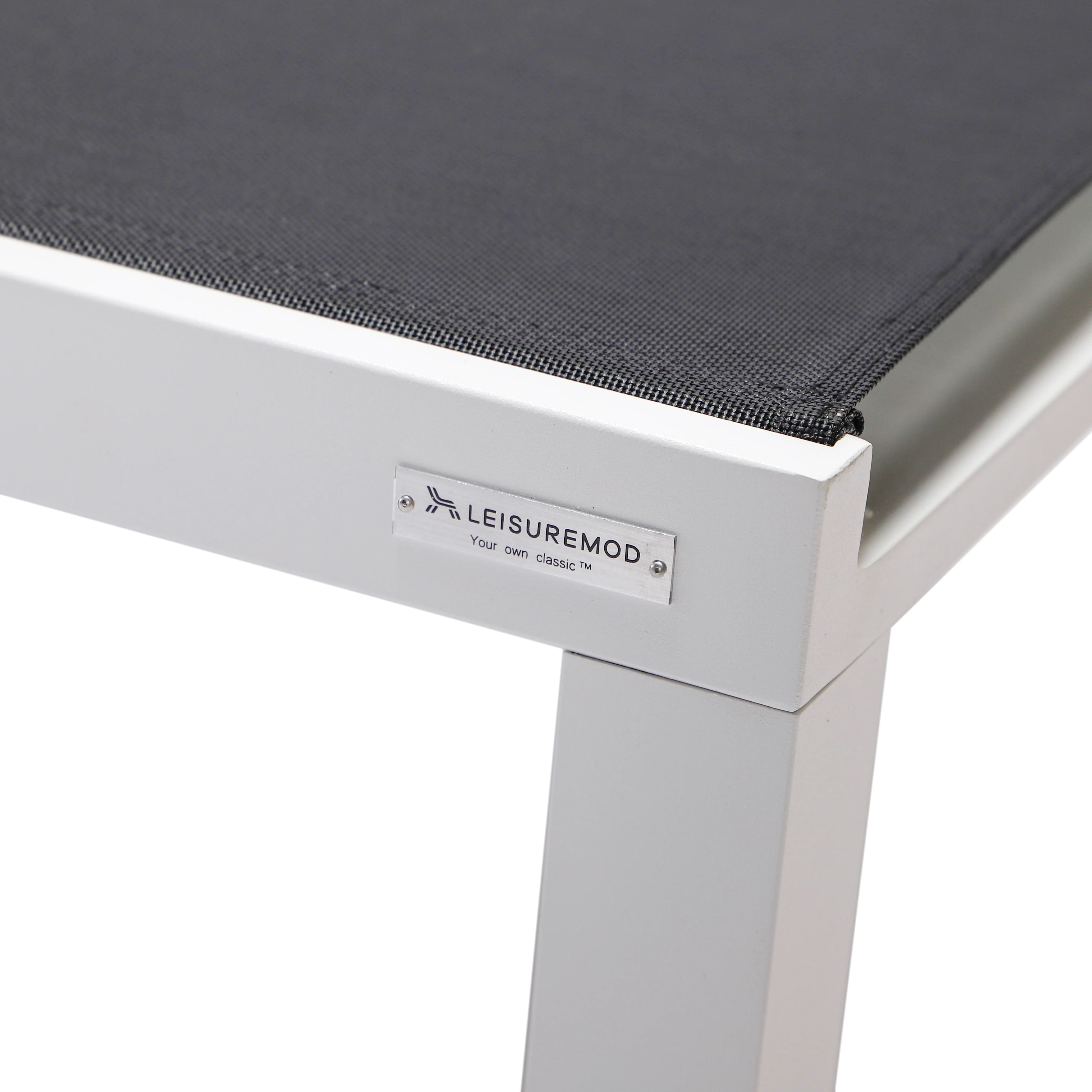 Marlin Modern White Aluminum Outdoor Patio Chaise Lounge Chair with Square Fire Pit Side Table Perfect for Patio, Lawn, and Garden