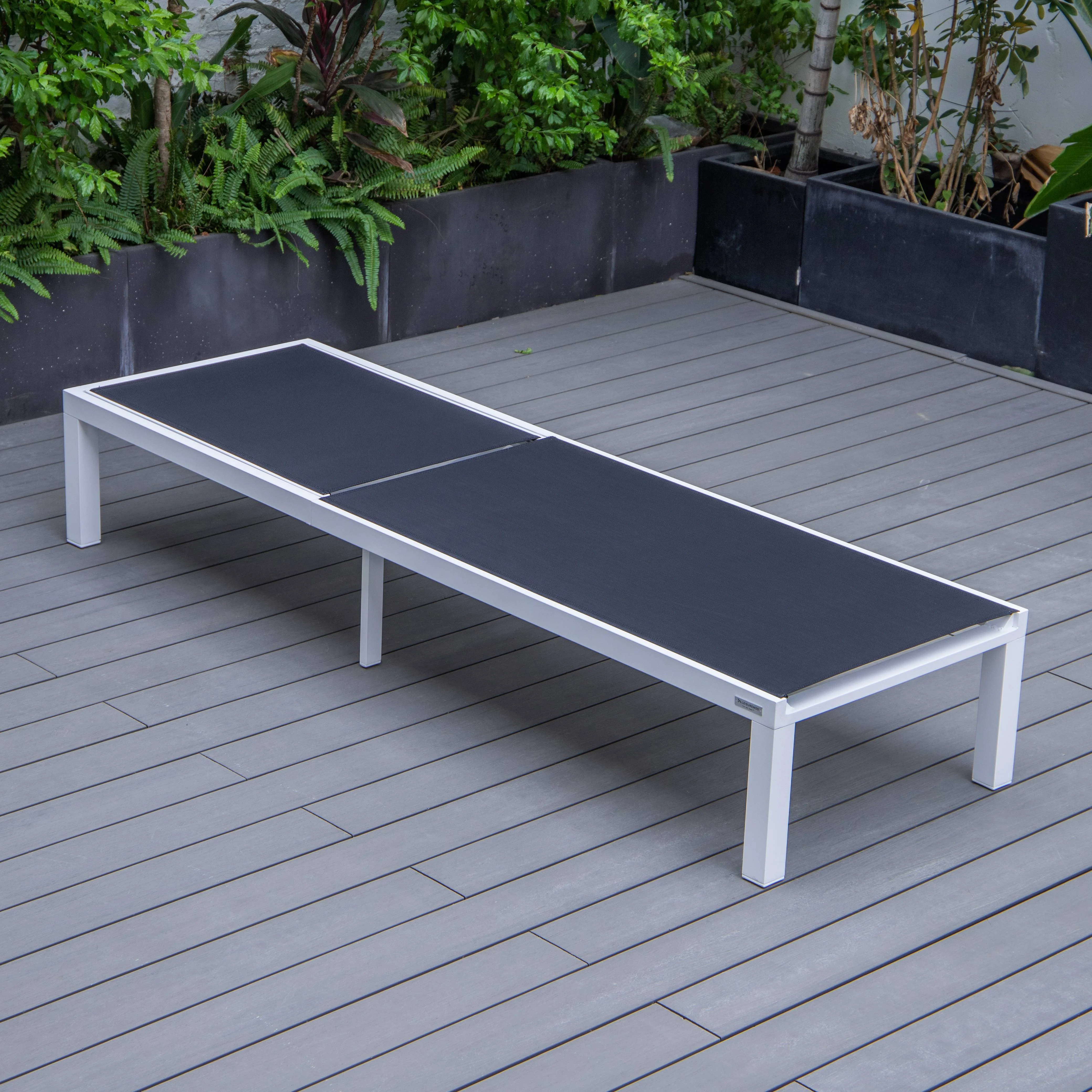 Marlin Modern Aluminum Outdoor Patio Chaise Lounge Chair Set of 2 with Square Fire Pit Side Table Perfect for Patio, Lawn, and Garden