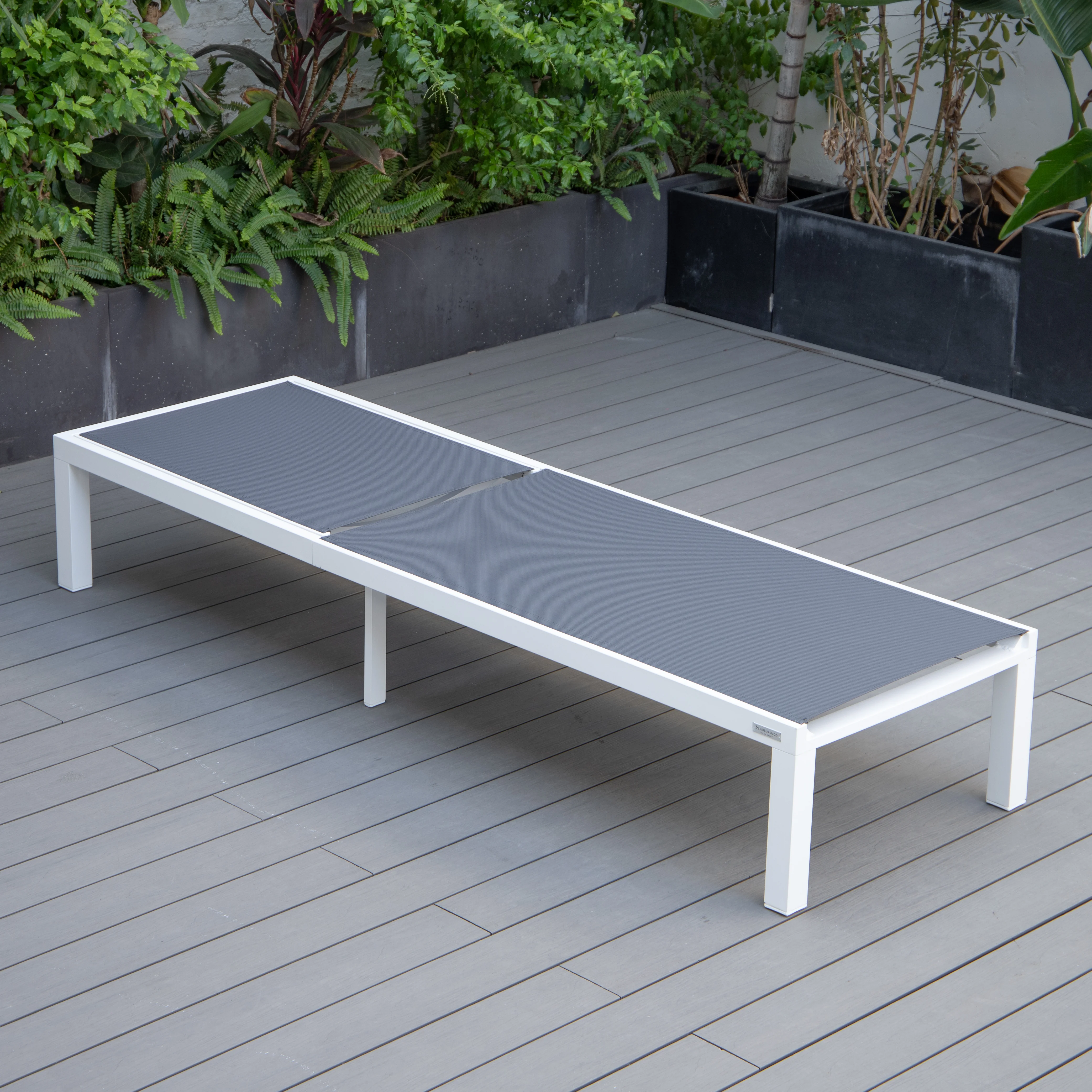 Marlin Modern Aluminum Outdoor Patio Chaise Lounge Chair Set of 2 with Square Fire Pit Side Table Perfect for Patio, Lawn, and Garden