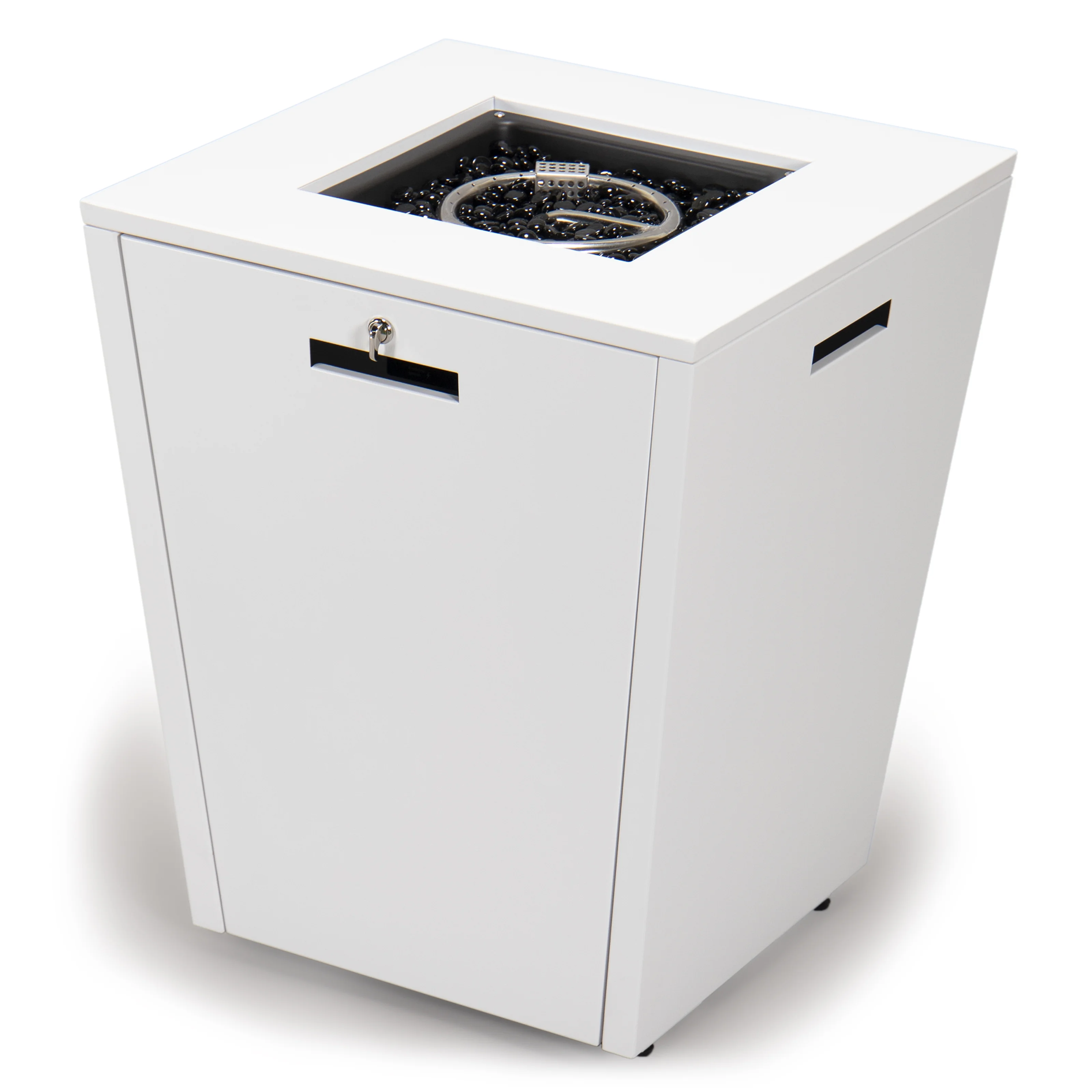 Marlin Modern Aluminum Outdoor Patio Chaise Lounge Chair Set of 2 with Square Fire Pit Side Table Perfect for Patio, Lawn, and Garden