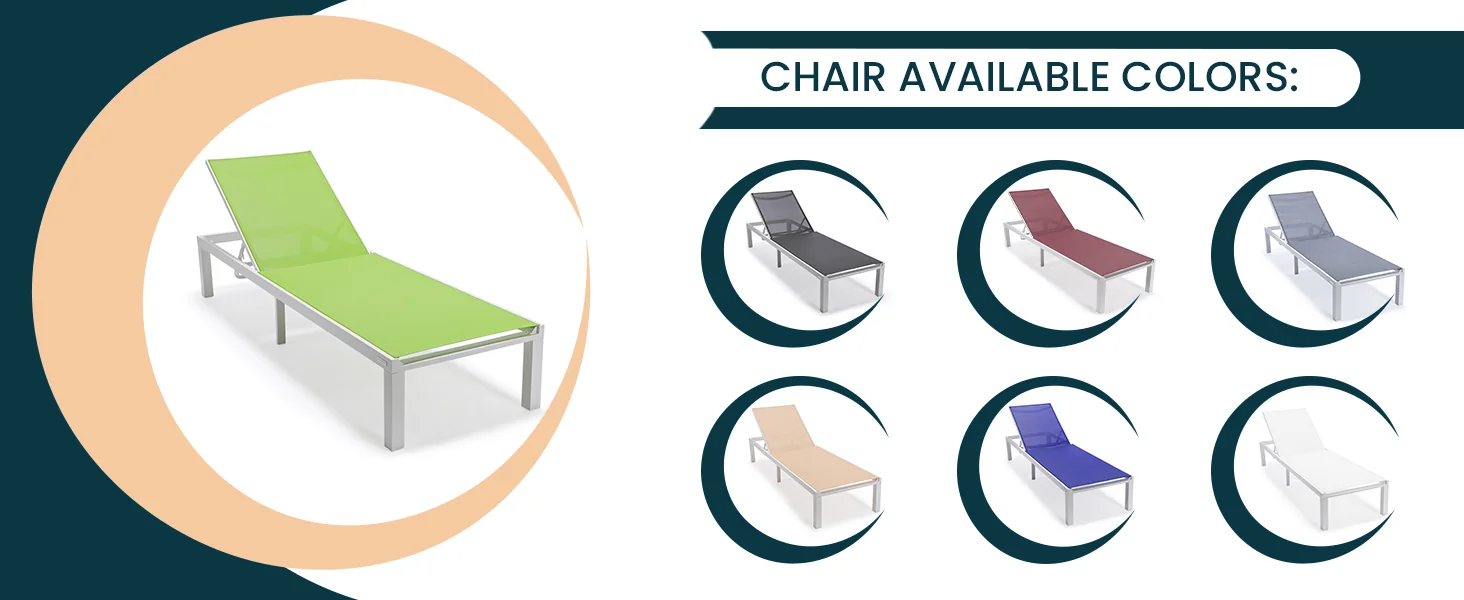 Marlin Modern Aluminum Outdoor Patio Chaise Lounge Chair Set of 2 with Square Fire Pit Side Table Perfect for Patio, Lawn, and Garden